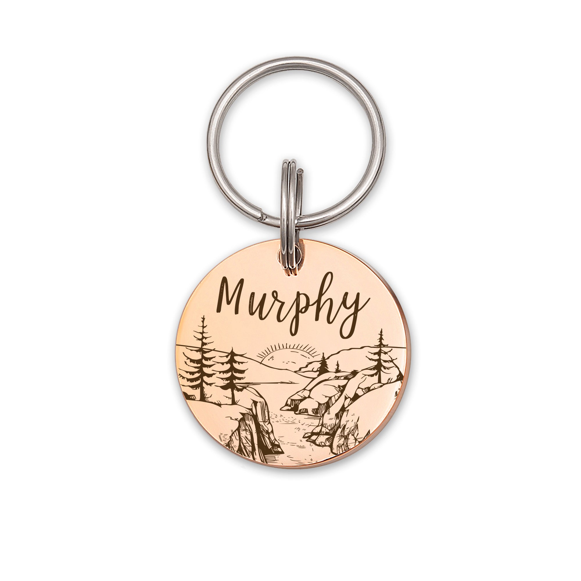 Mountain Sunrise Round Pet ID Dog Tag