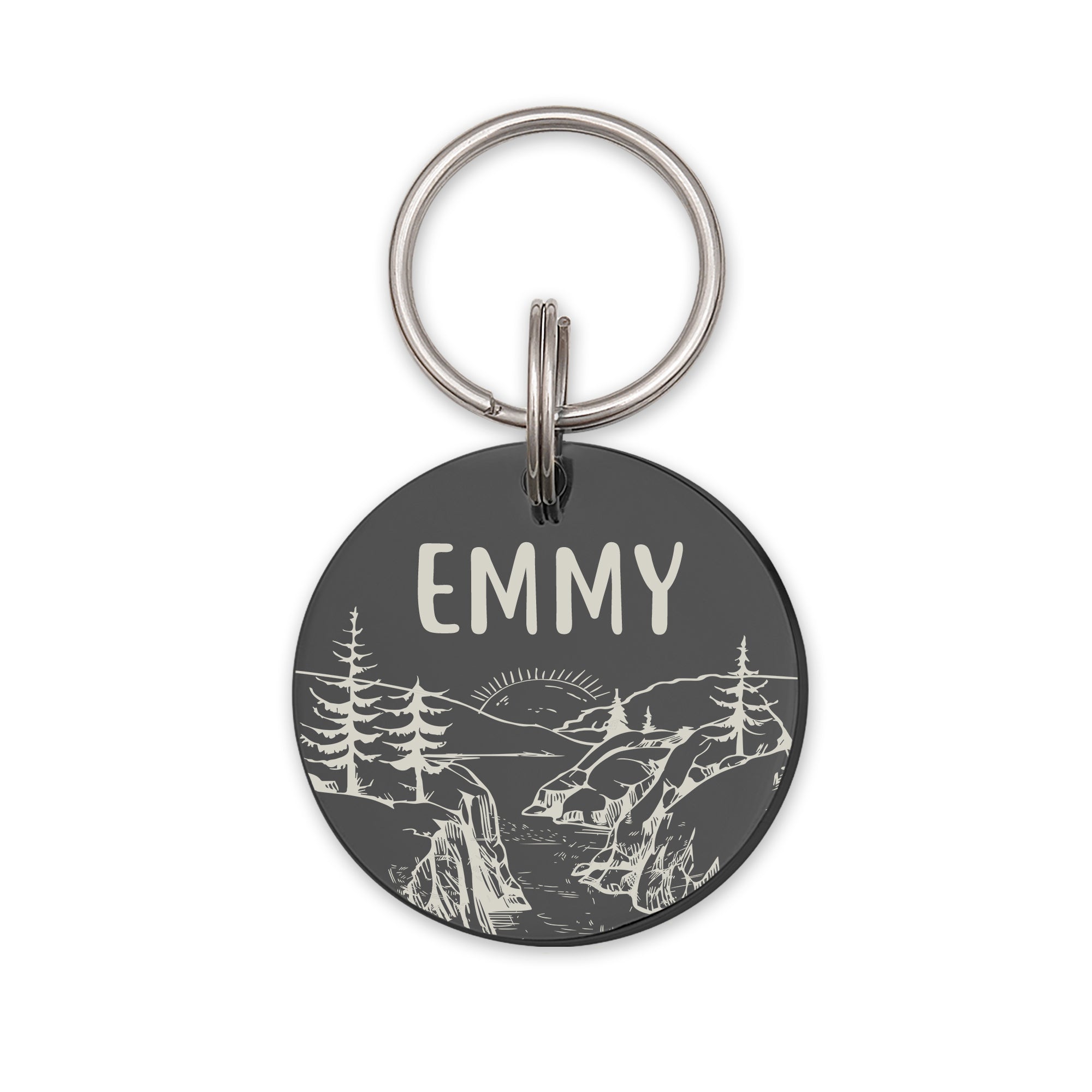Mountain Sunrise Round Pet ID Dog Tag