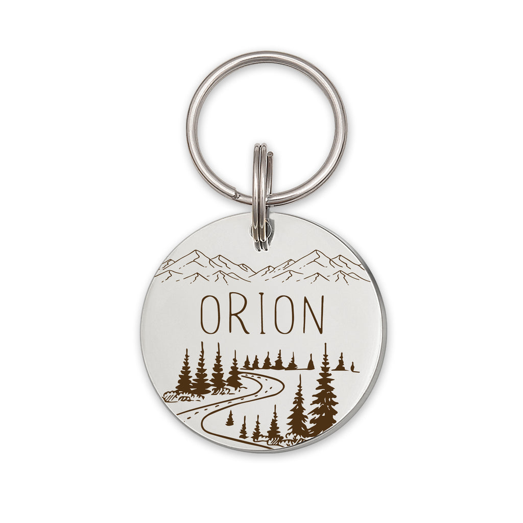 Mountain Road Round Pet ID Dog Tag