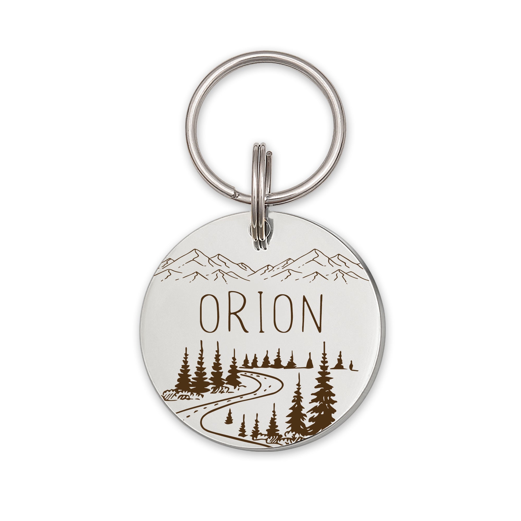 Mountain Road Round Pet ID Dog Tag