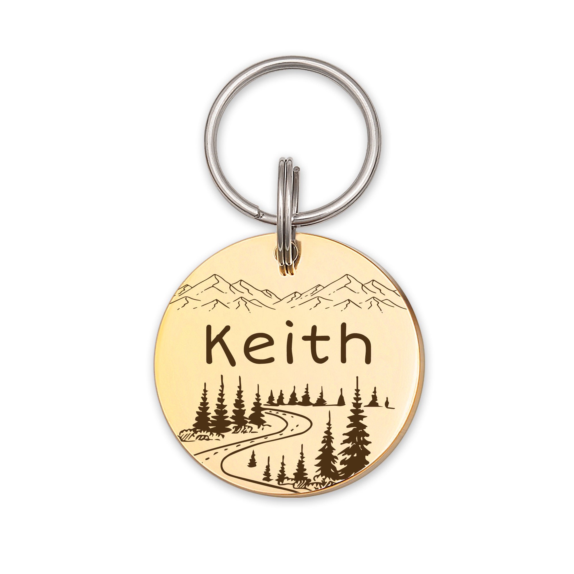 Mountain Road Round Pet ID Dog Tag