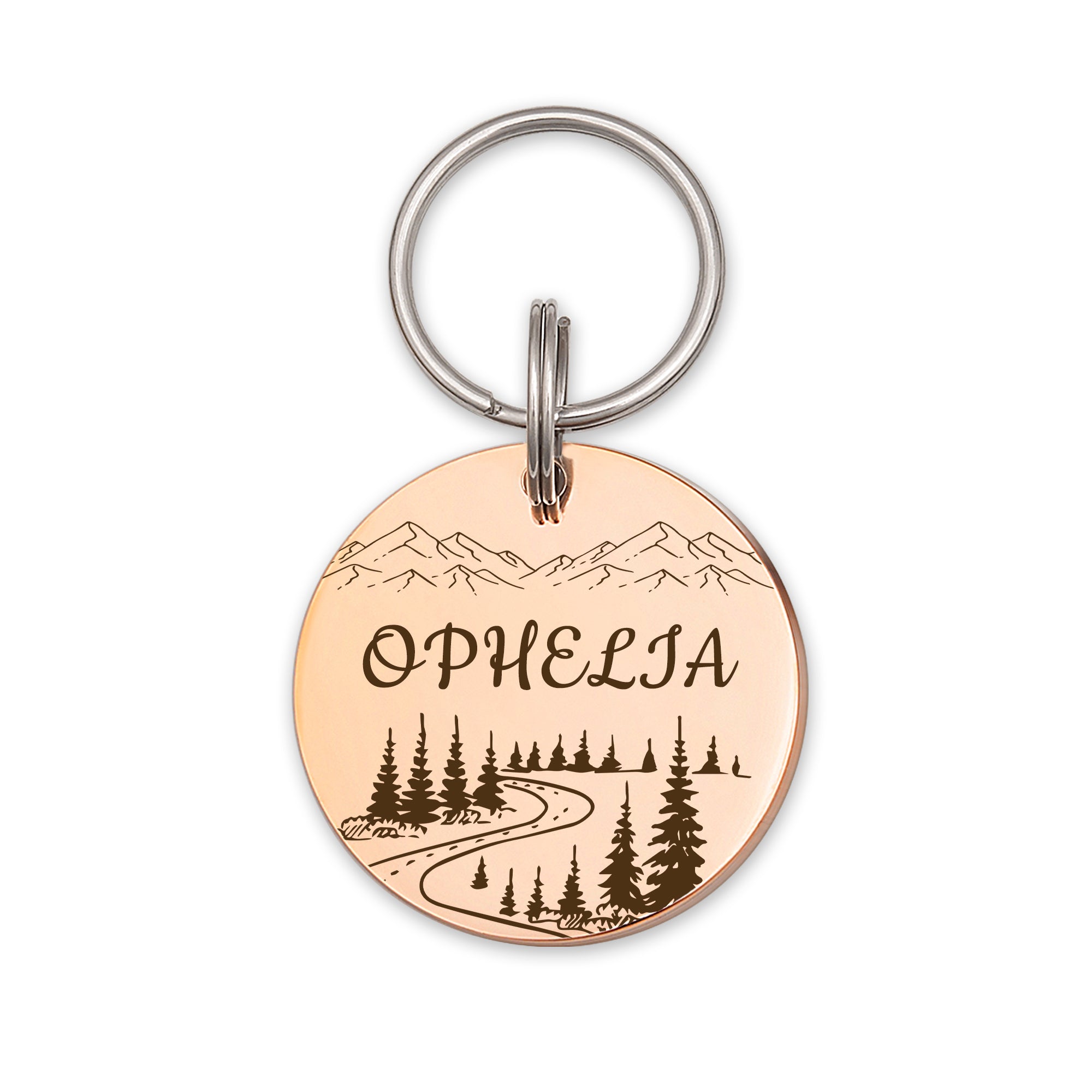 Mountain Road Round Pet ID Dog Tag