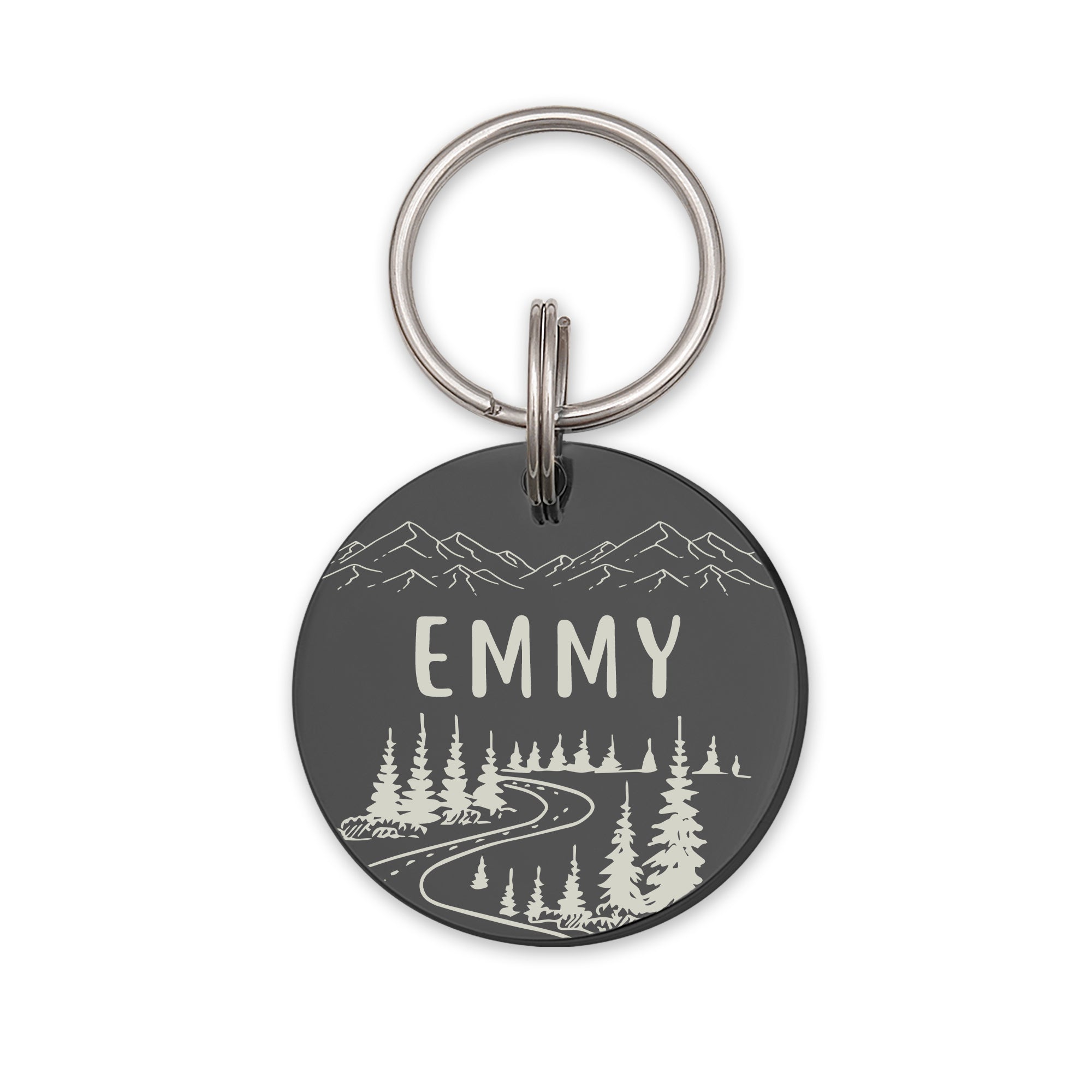 Mountain Road Round Pet ID Dog Tag