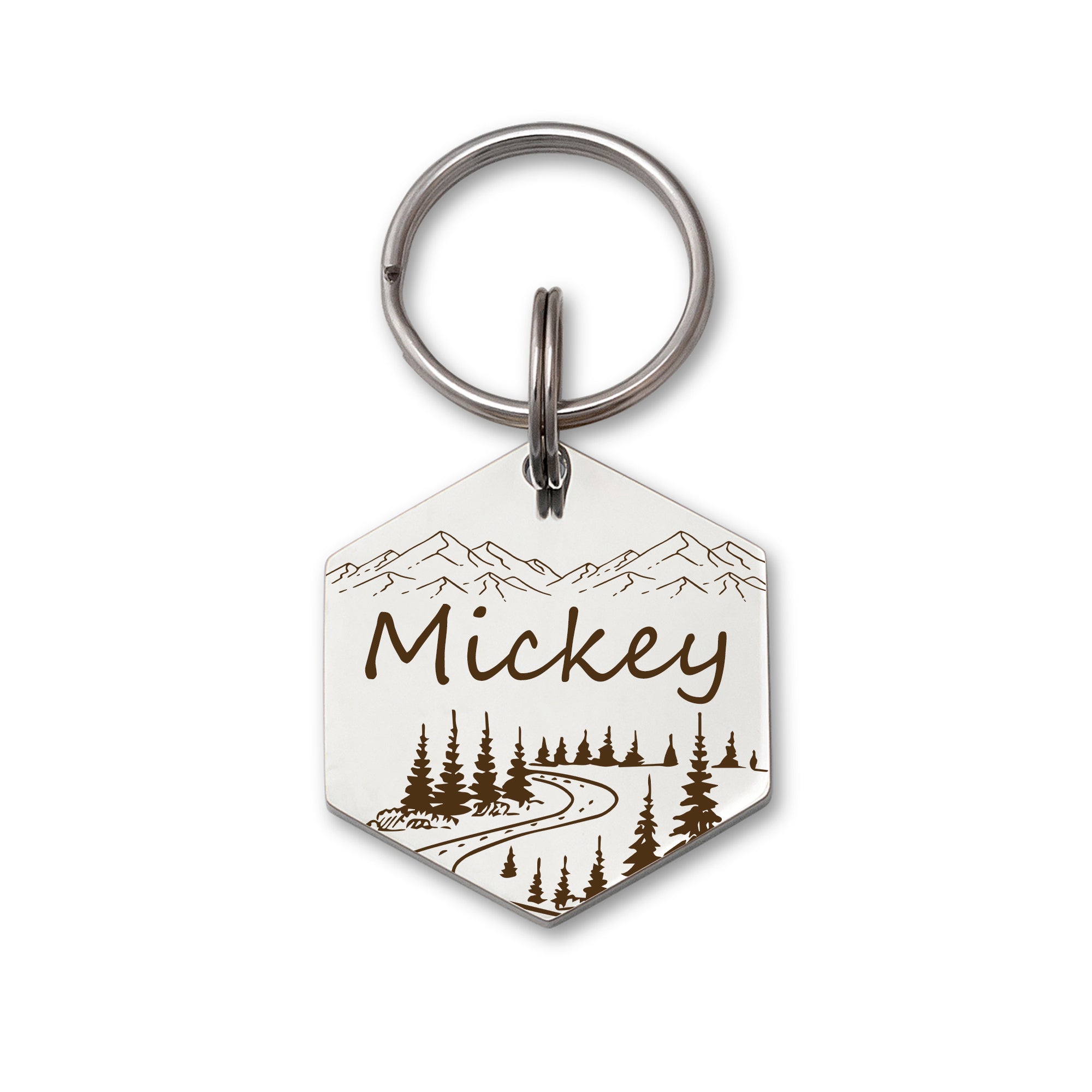 Hexagon Mountain Road  Pet ID Dog Tag