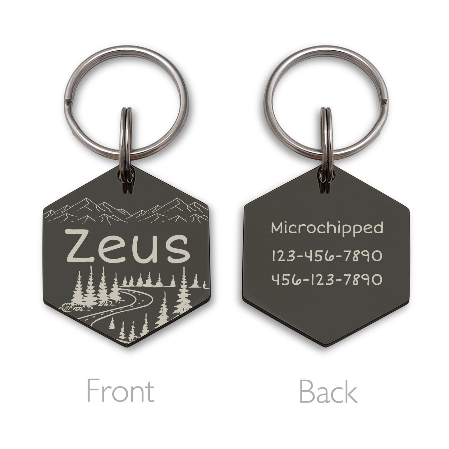 Personalized Mountain Road Hexagon Shaped Pet ID Dog Tag for Cat or Dog