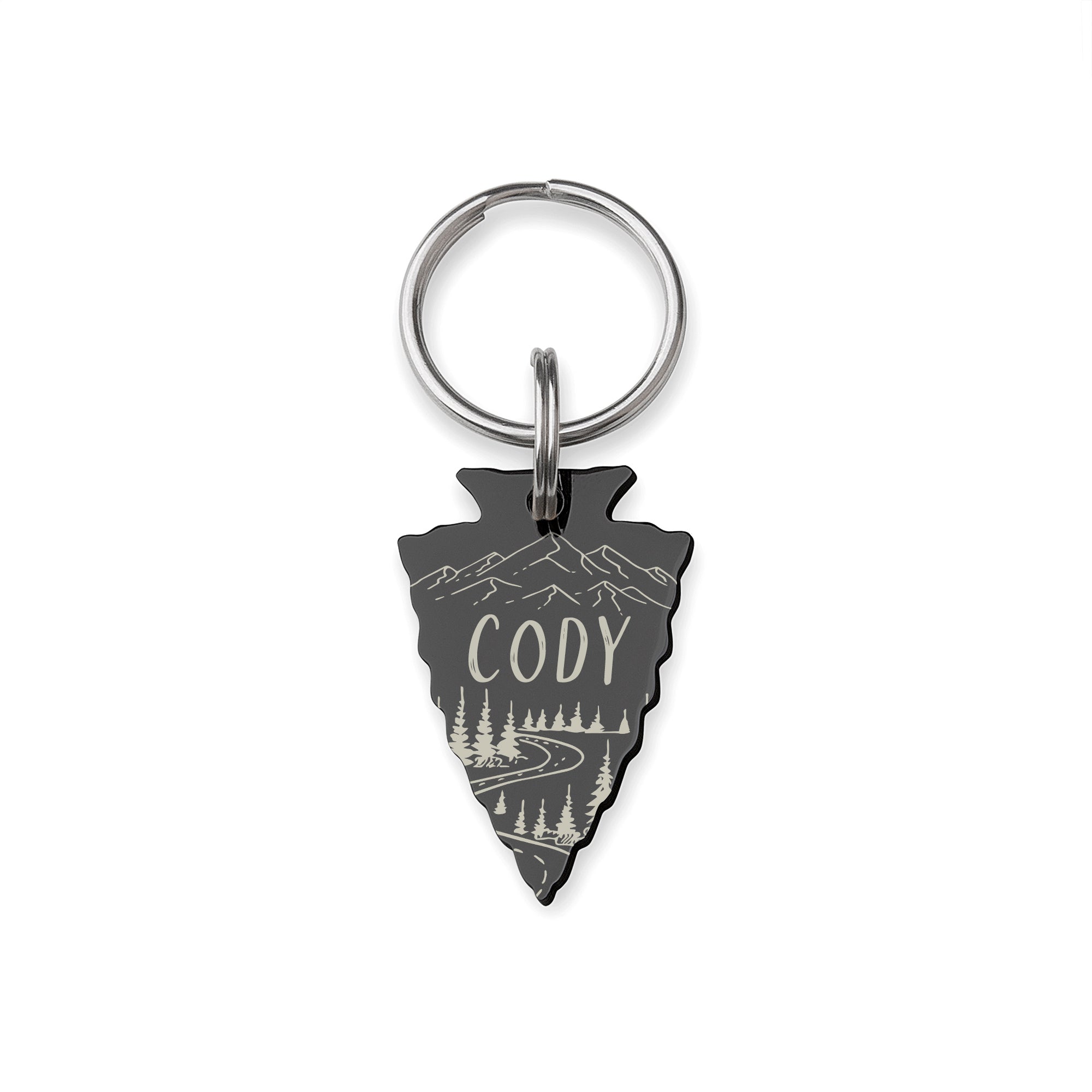 Personalized Arrowhead Shaped Mountain Road Themed Pet ID Dog Tag