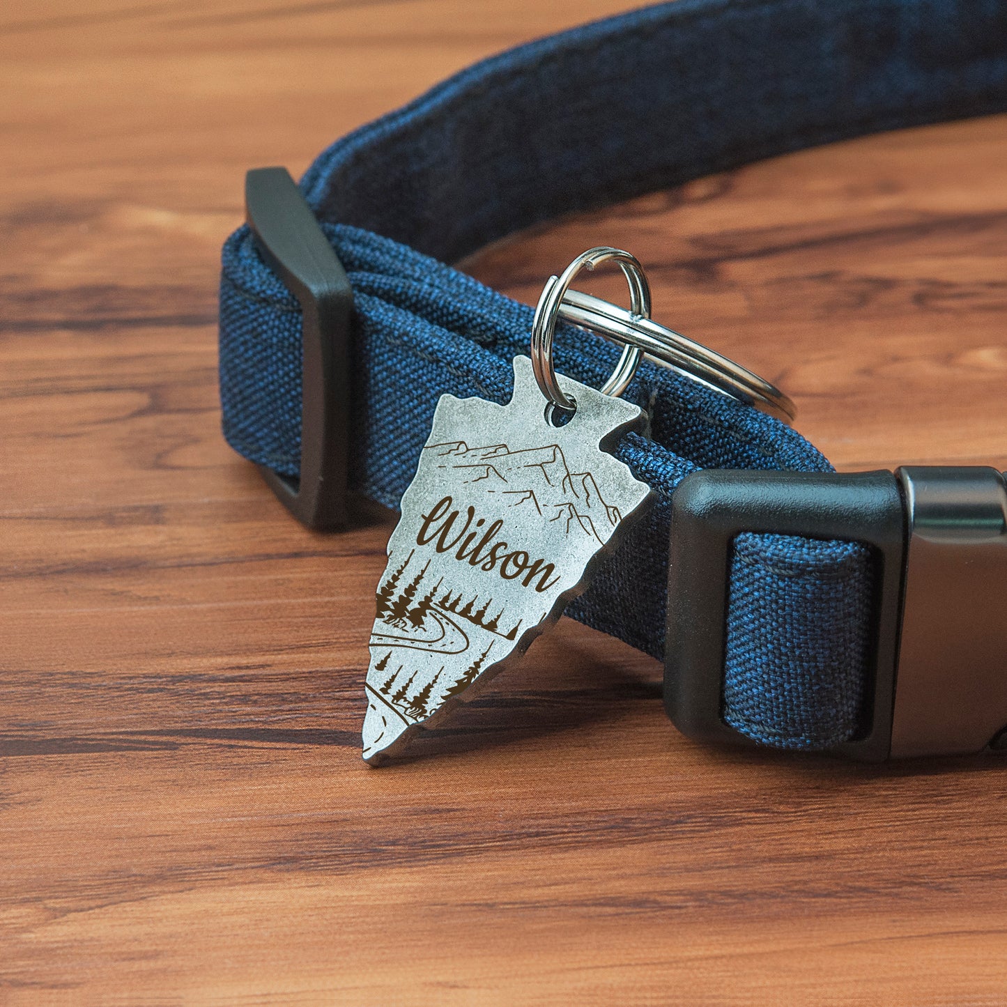 Personalized Arrowhead Shaped Mountain Road Themed Pet ID Dog Tag