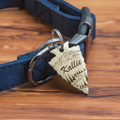 Personalized Arrowhead Shaped Mountain Road Themed Pet ID Dog Tag