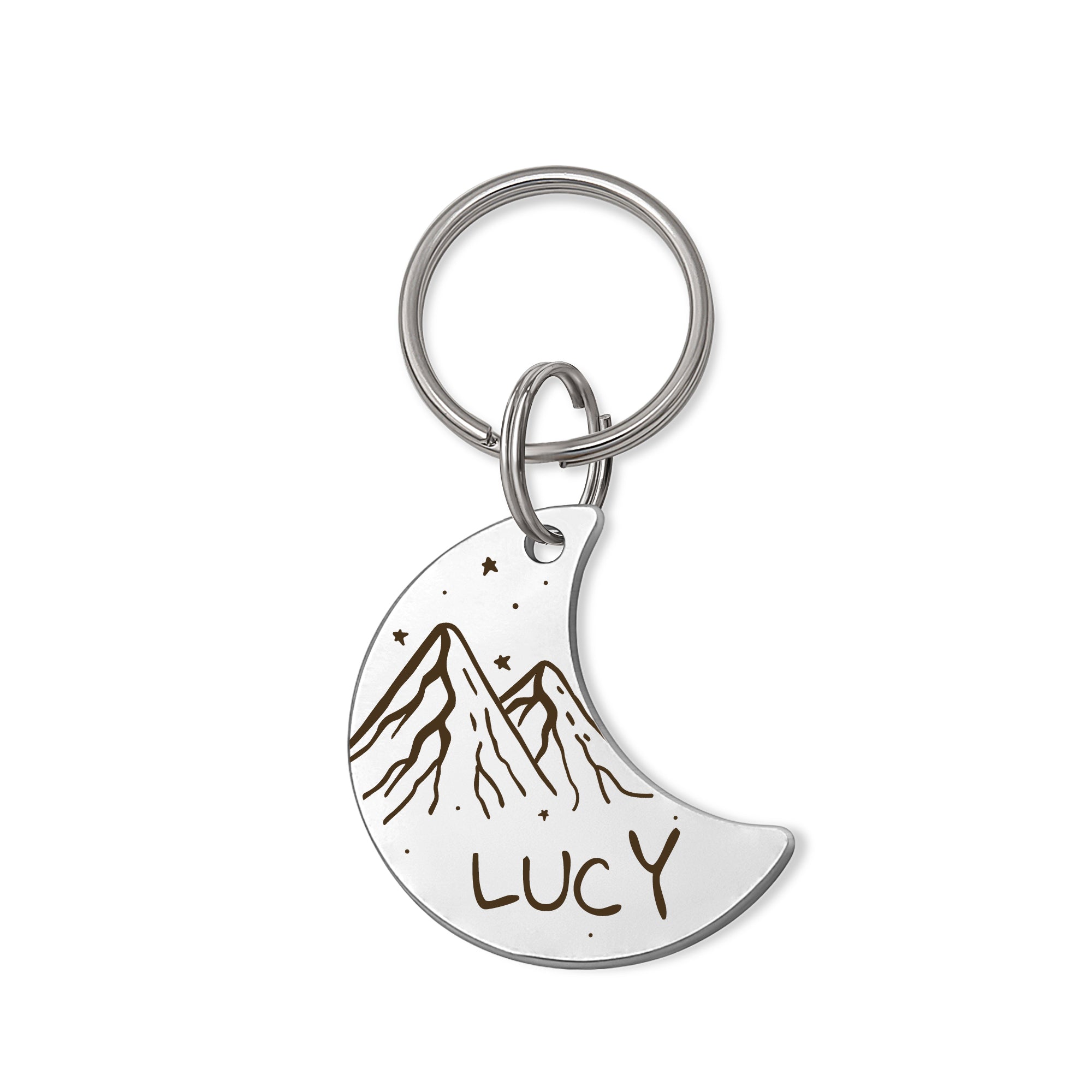 Moon Shaped Mountain Peak Dog ID Pet Tag