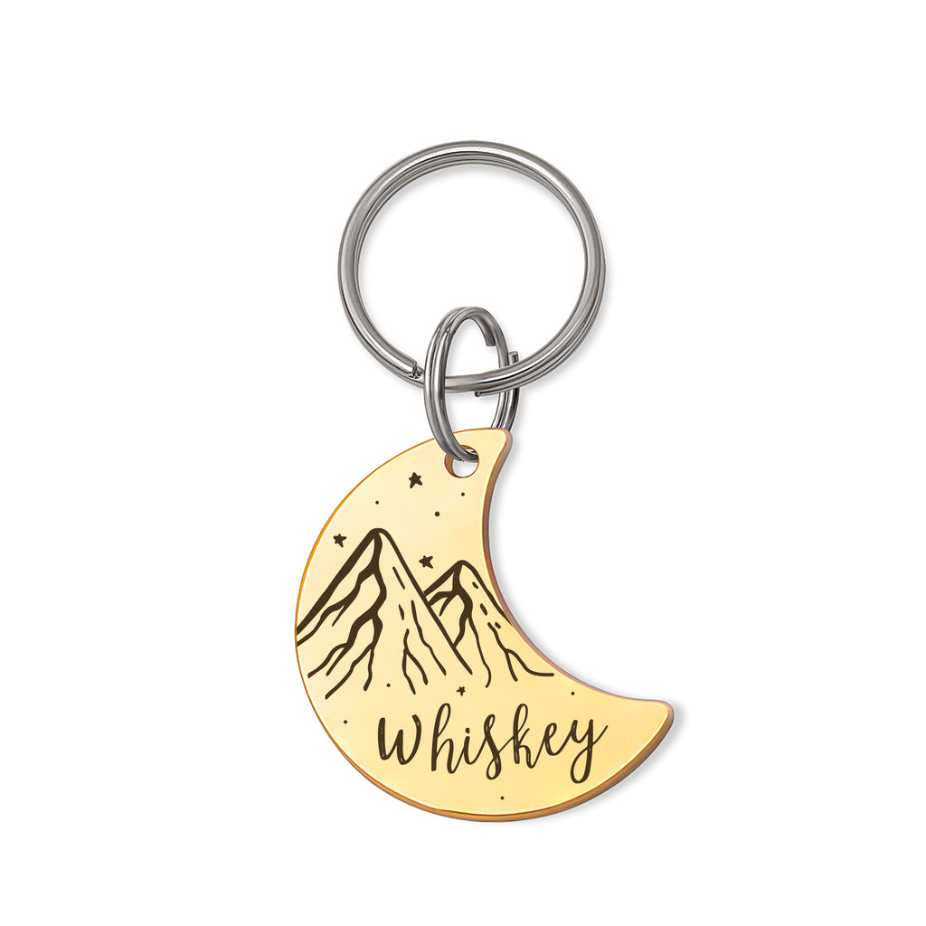 Moon Shaped Mountain Peak Dog ID Pet Tag
