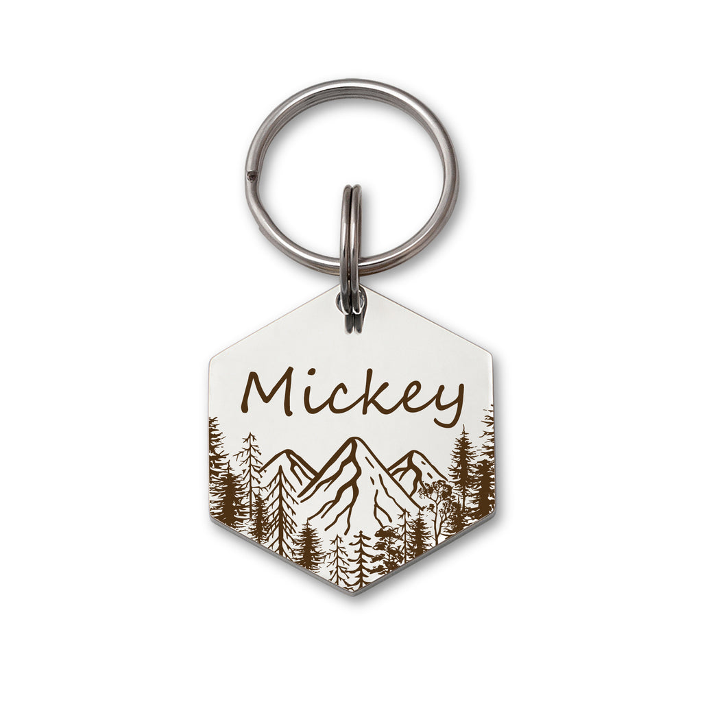 Hexagon Mountain Peak Shaped Pet ID Dog Tag