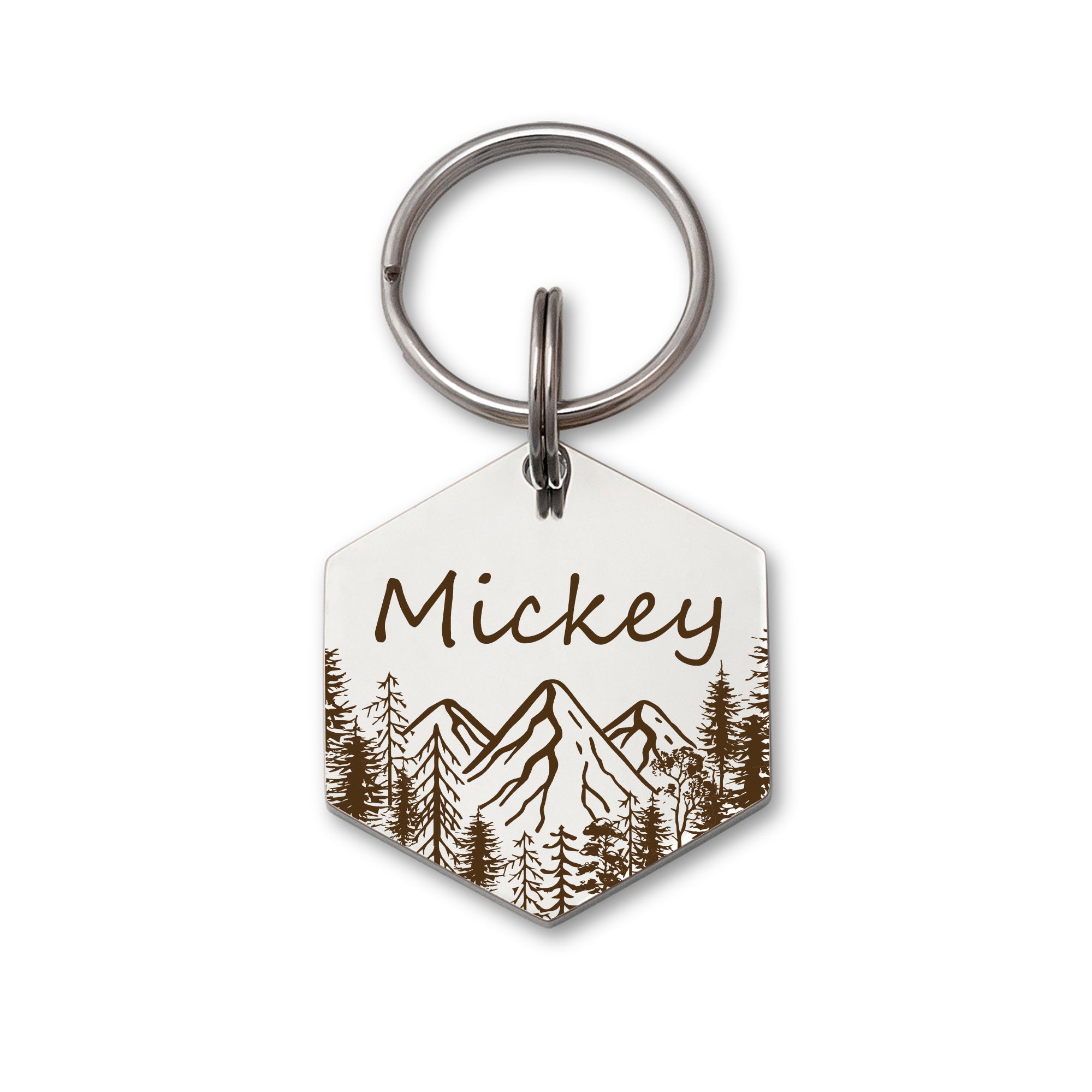 Hexagon Mountain Peak Shaped Pet ID Dog Tag