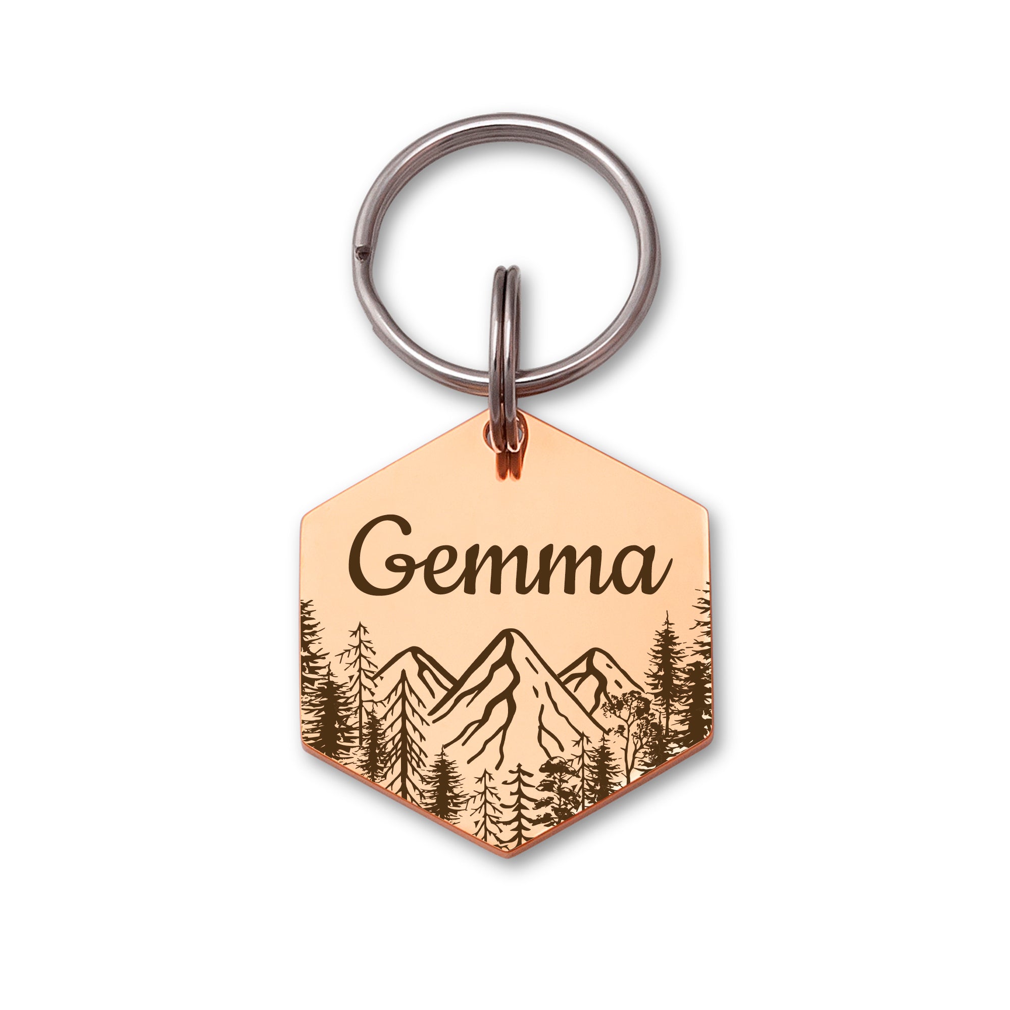 Hexagon Mountain Peak Shaped Pet ID Dog Tag