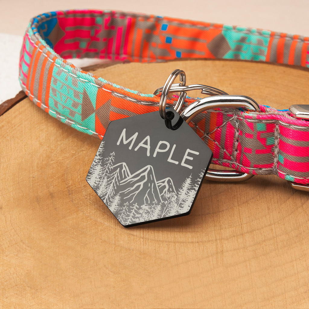 Hexagon Mountain Peak Shaped Pet ID Dog Tag