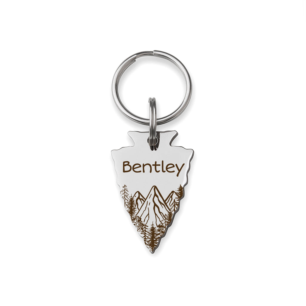 Personalized Arrowhead Shaped Mountain Peak Themed Pet ID Dog Tag