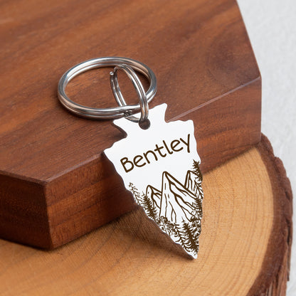 Personalized Arrowhead Shaped Mountain Peak Themed Pet ID Dog Tag