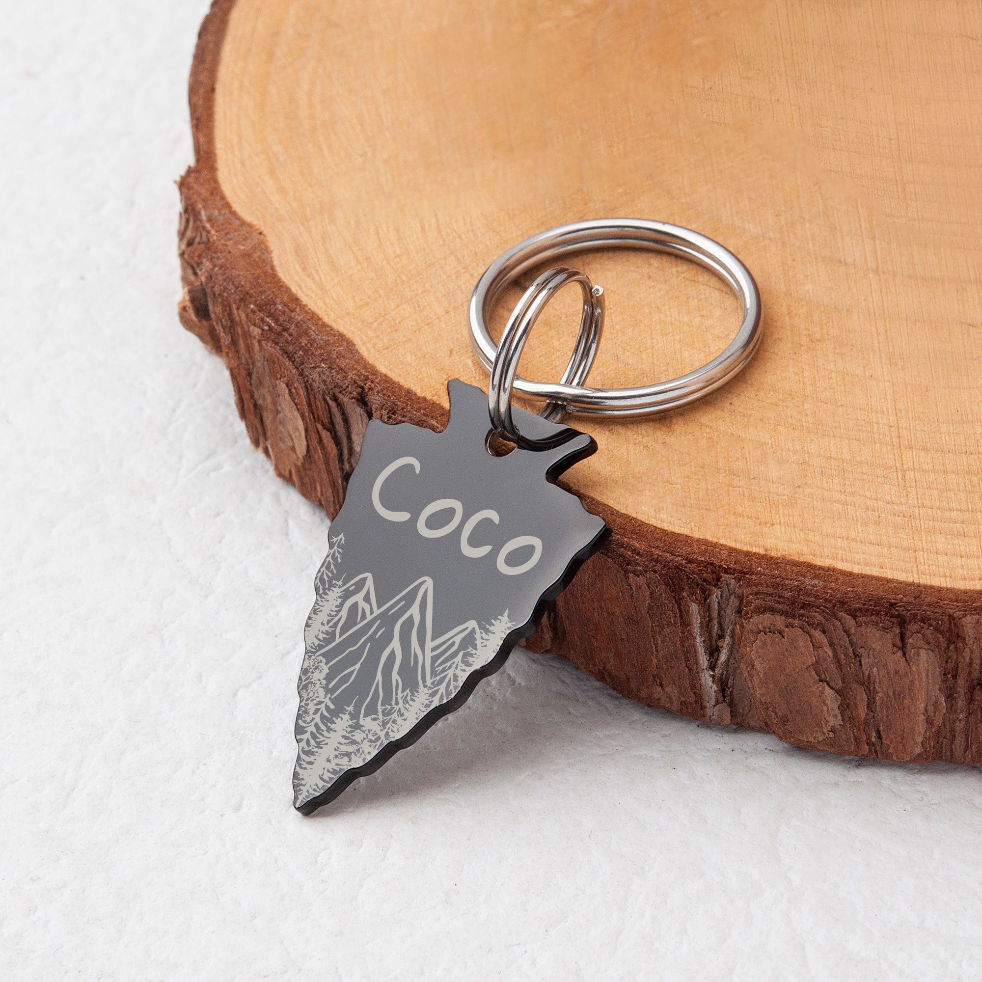 Personalized Arrowhead Shaped Mountain Peak Themed Pet ID Dog Tag