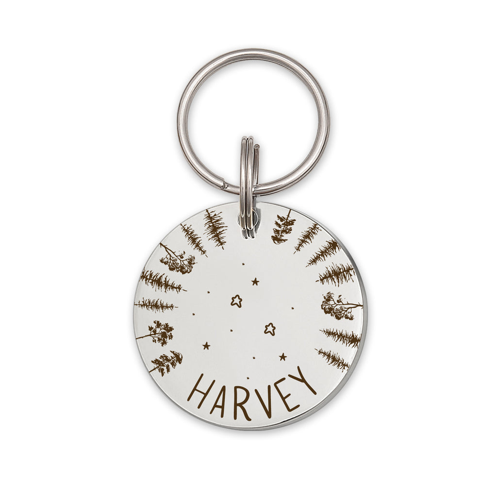 Woods Starry Sky Round Pet ID Dog Tag