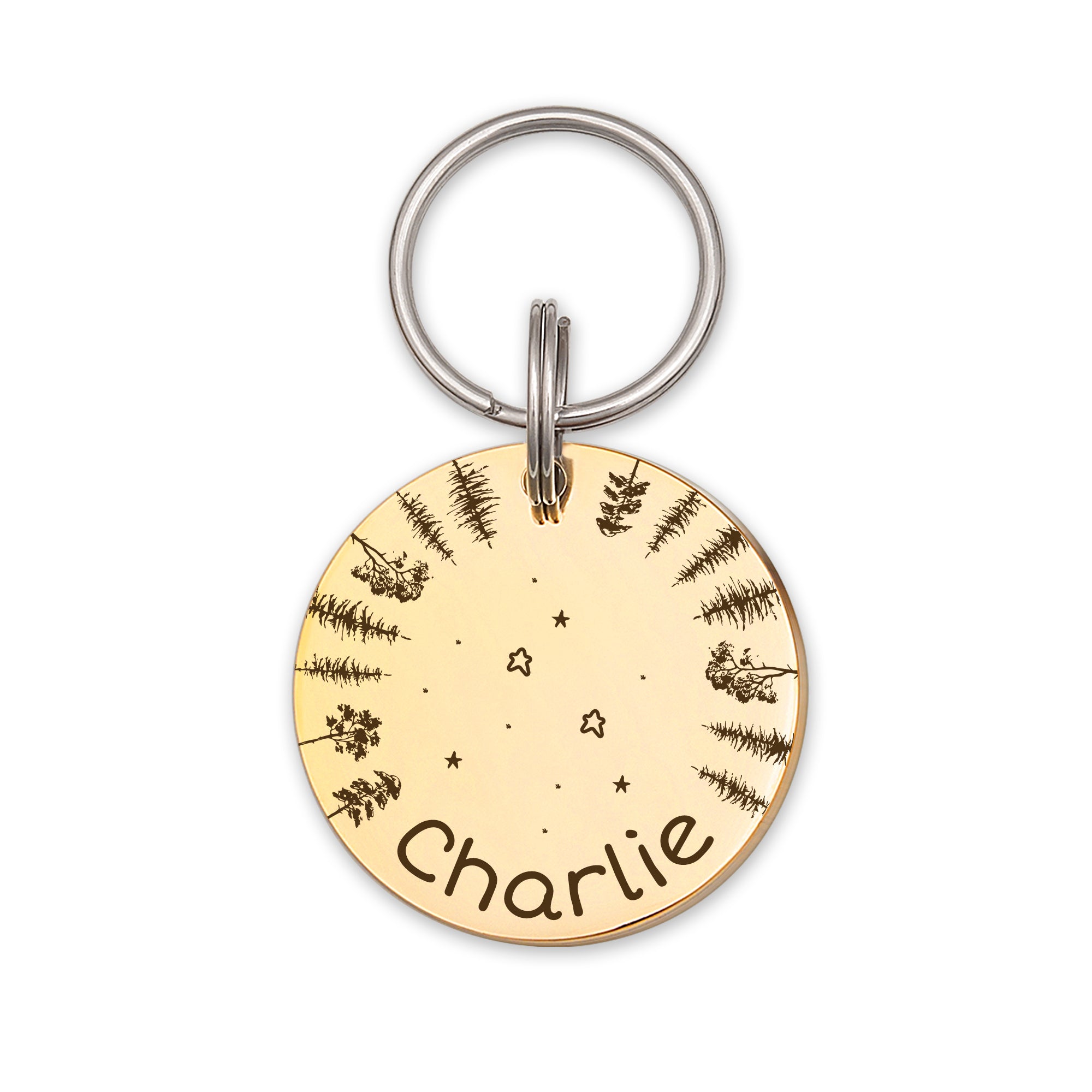 Woods Starry Sky Round Pet ID Dog Tag