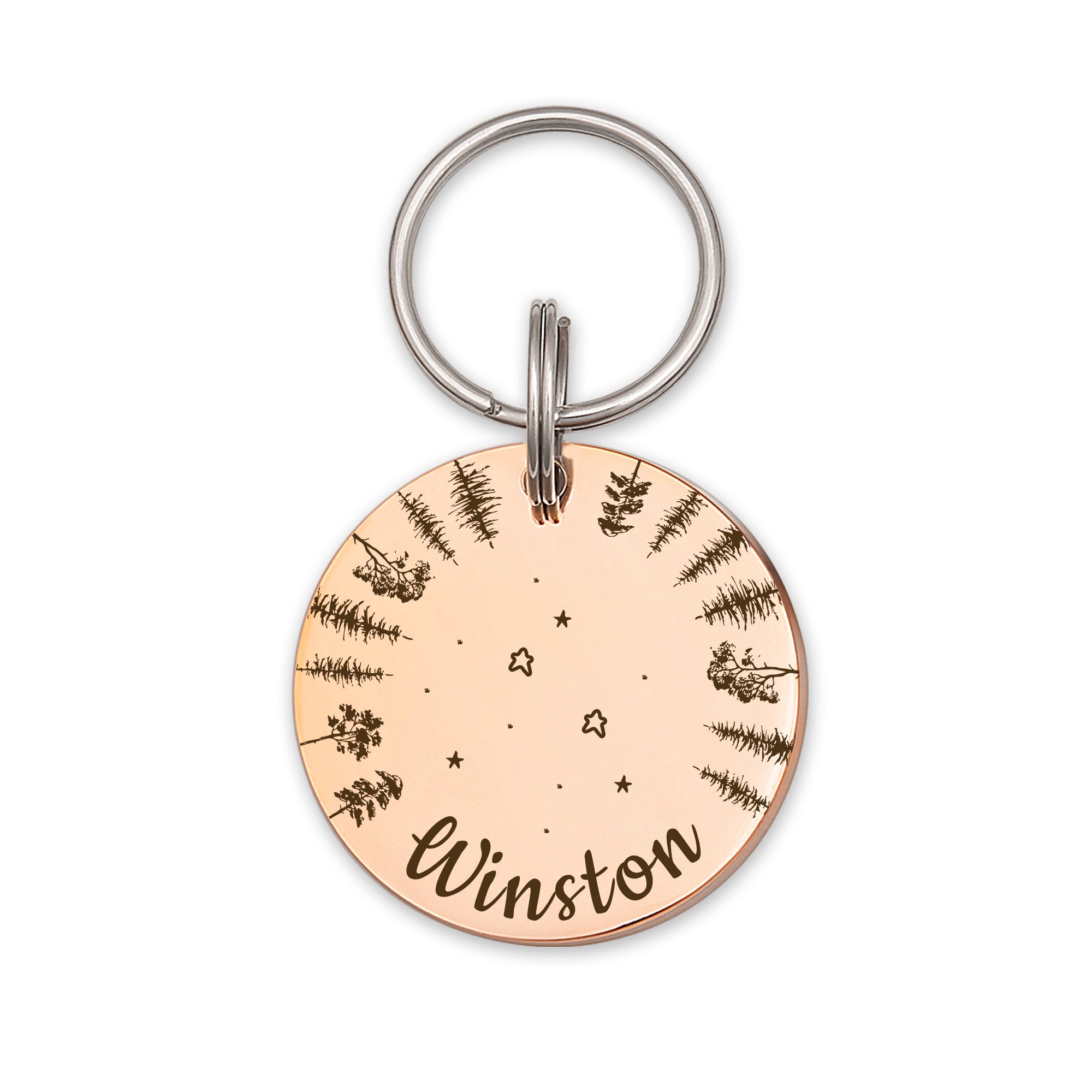 Woods Starry Sky Round Pet ID Dog Tag