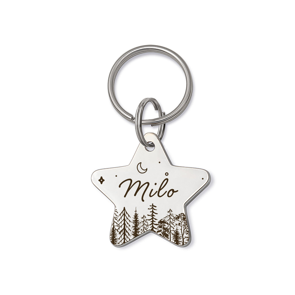 Personalized Forrest Starry Sky Star Shaped Pet ID Dog Tag for Cat or Dog