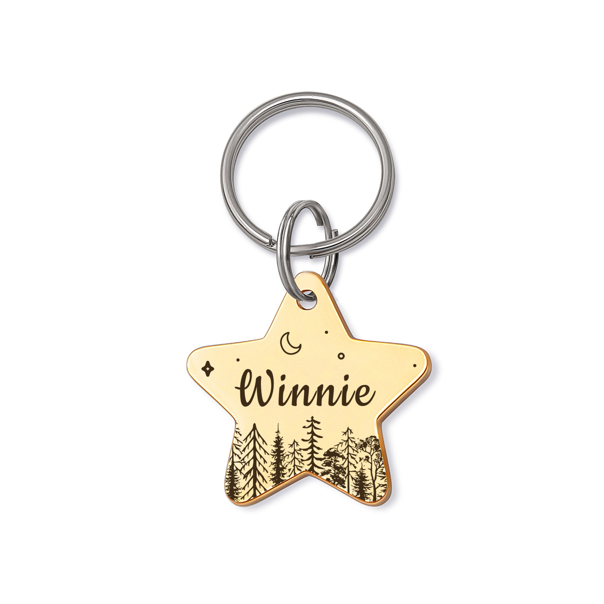 Personalized Forrest Starry Sky Star Shaped Pet ID Dog Tag for Cat or Dog