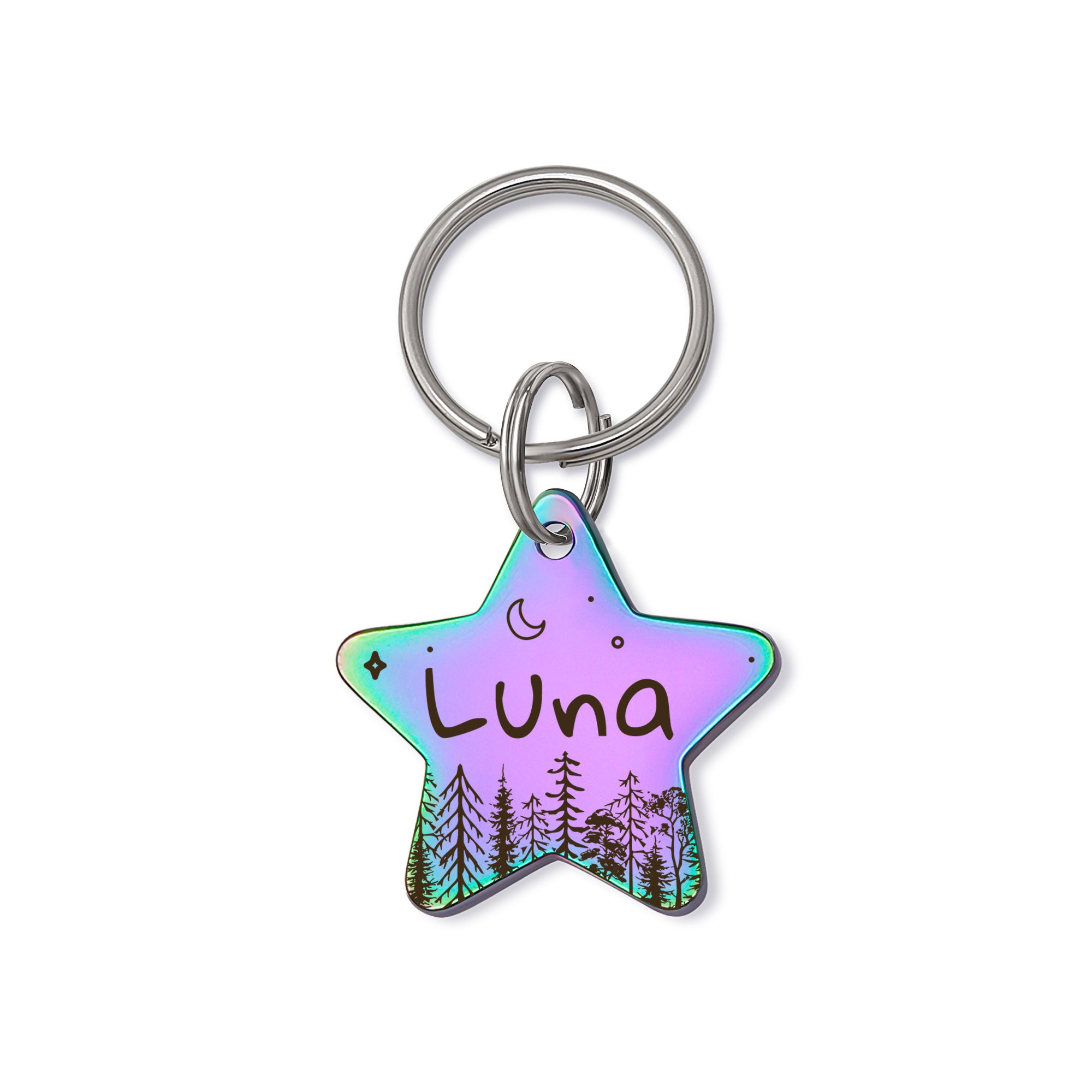 Personalized Forrest Starry Sky Star Shaped Pet ID Dog Tag for Cat or Dog