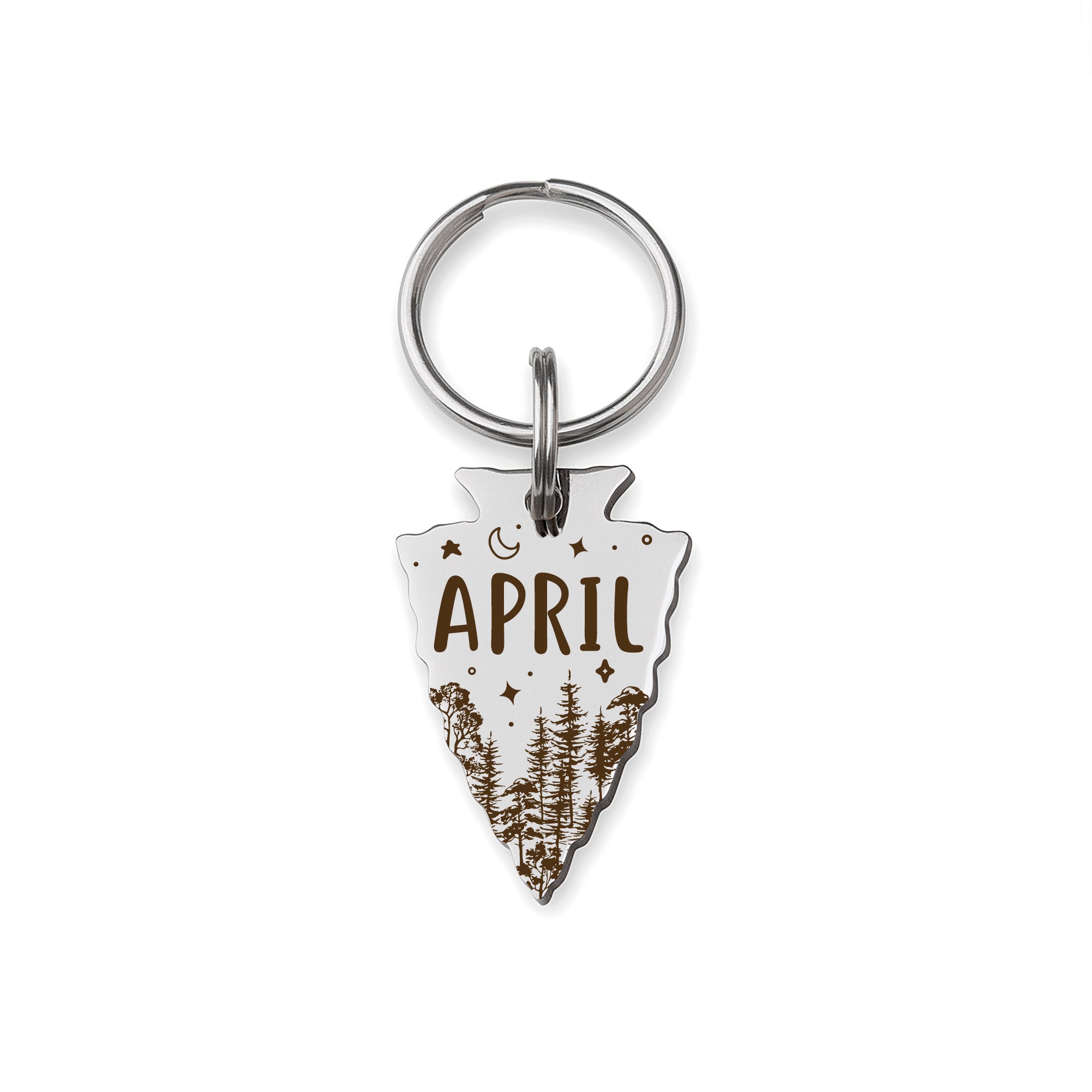 Personalized Arrowhead Shaped Woods and Stars Themed Pet ID Dog Tag