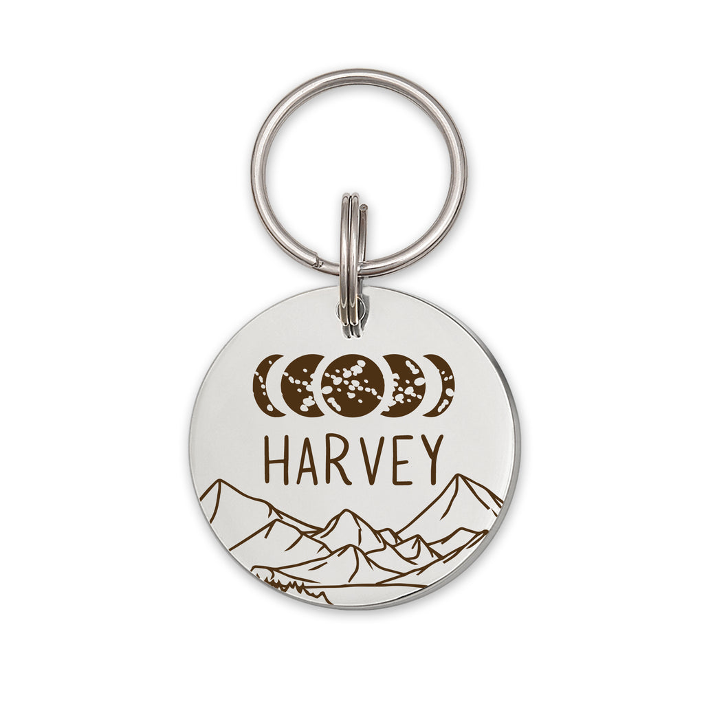 Moon Phases Round ID Pet Tag