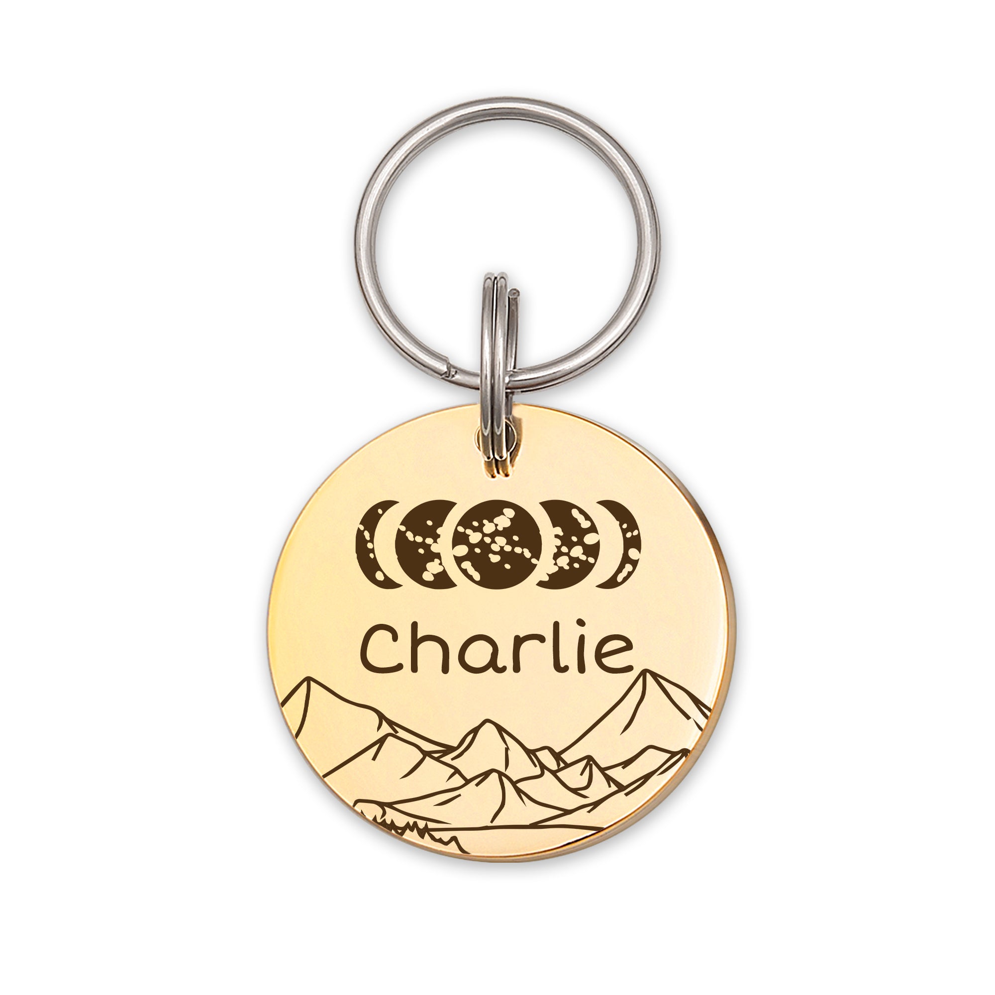Moon Phases Round ID Pet Tag
