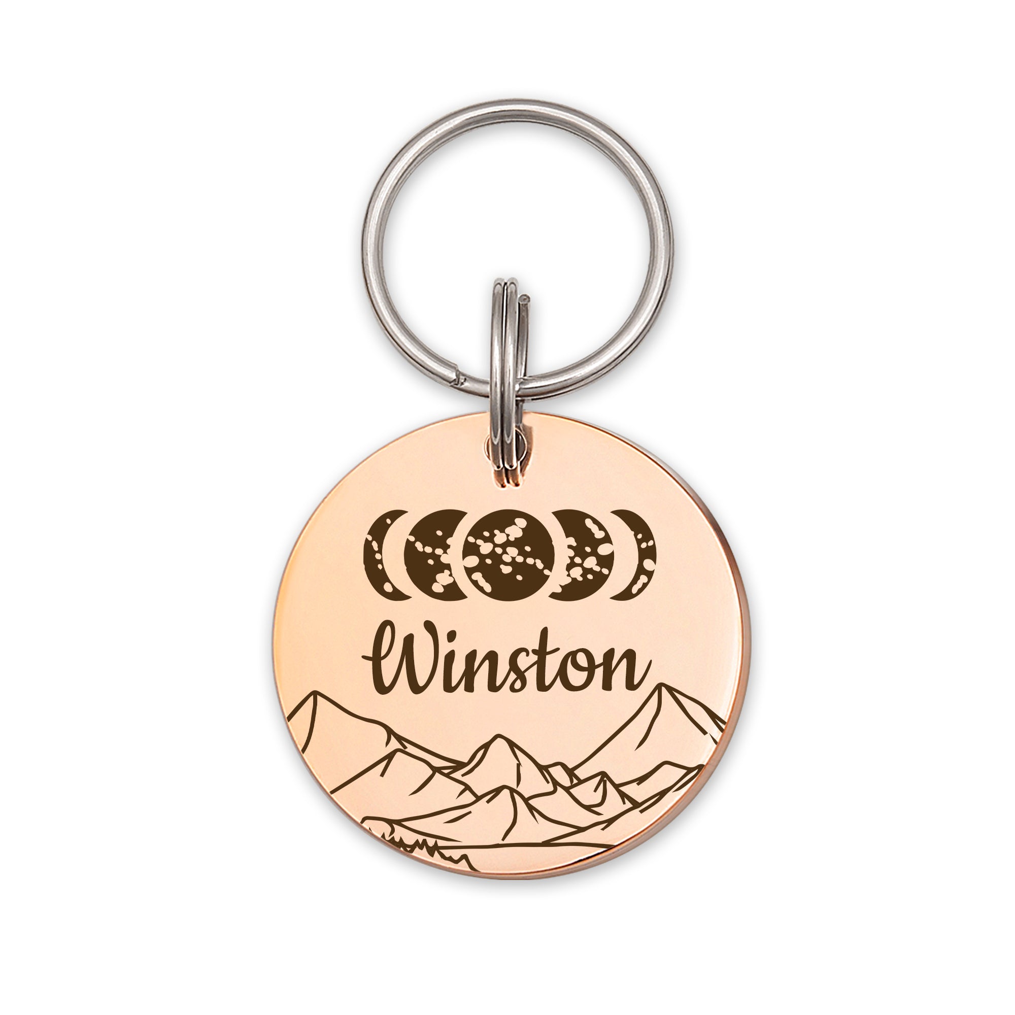 Moon Phases Round ID Pet Tag