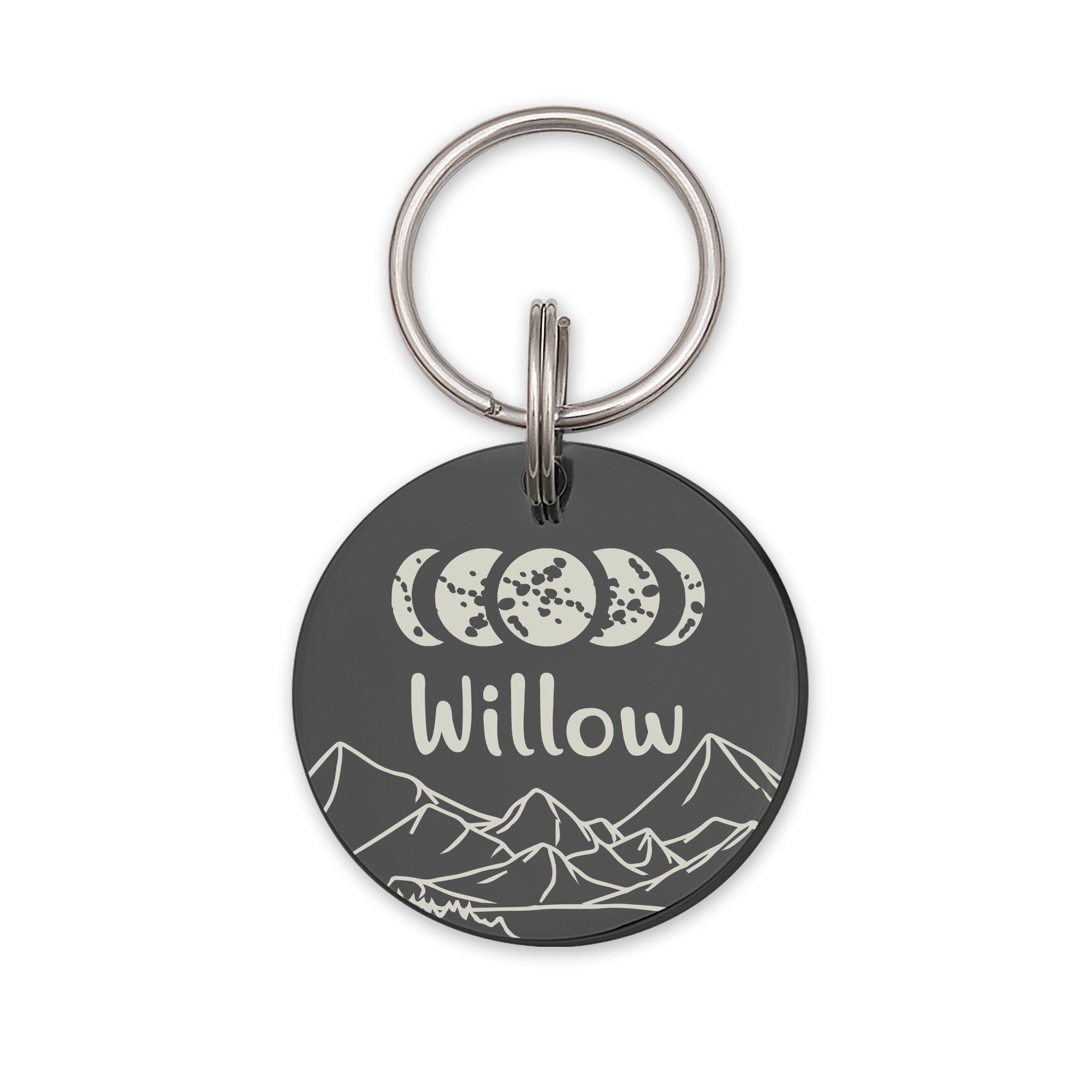Moon Phases Round ID Pet Tag