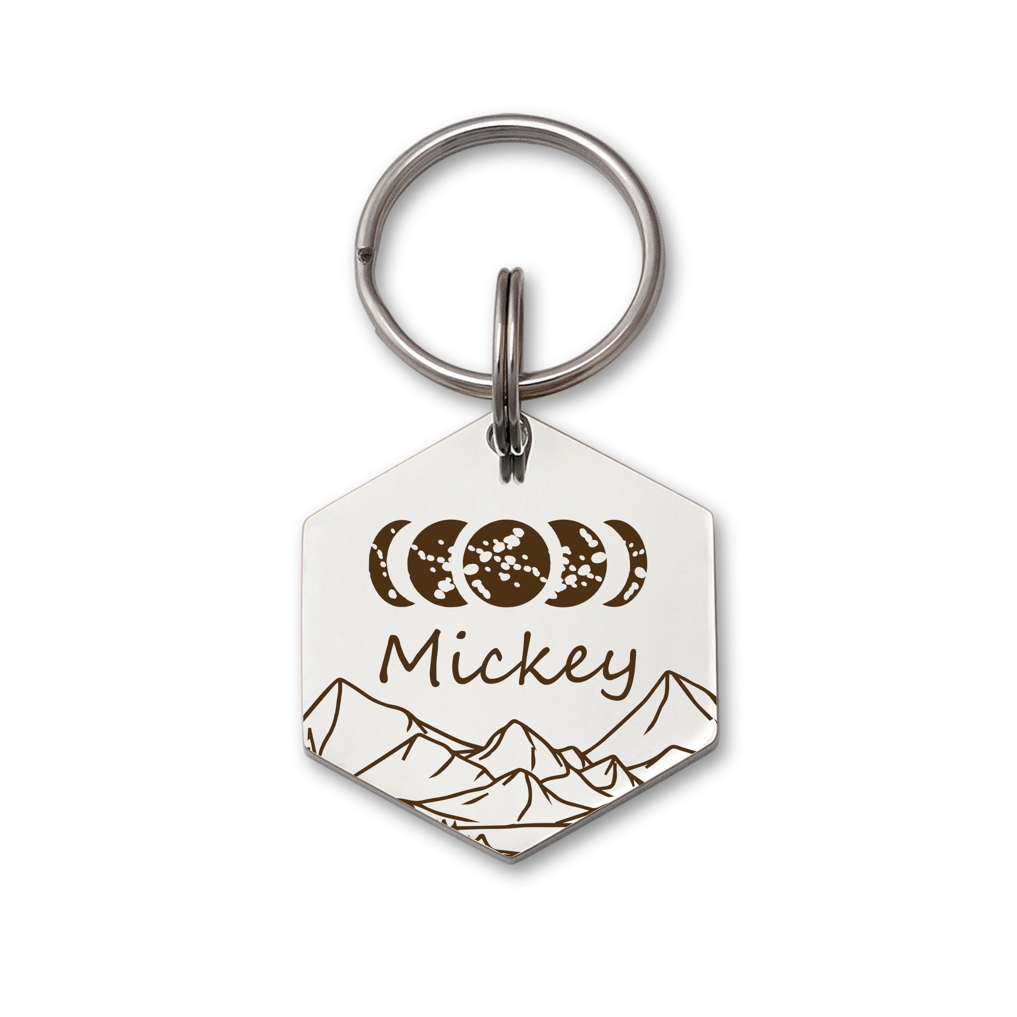 Moon Phases Hexagon Pet Tag