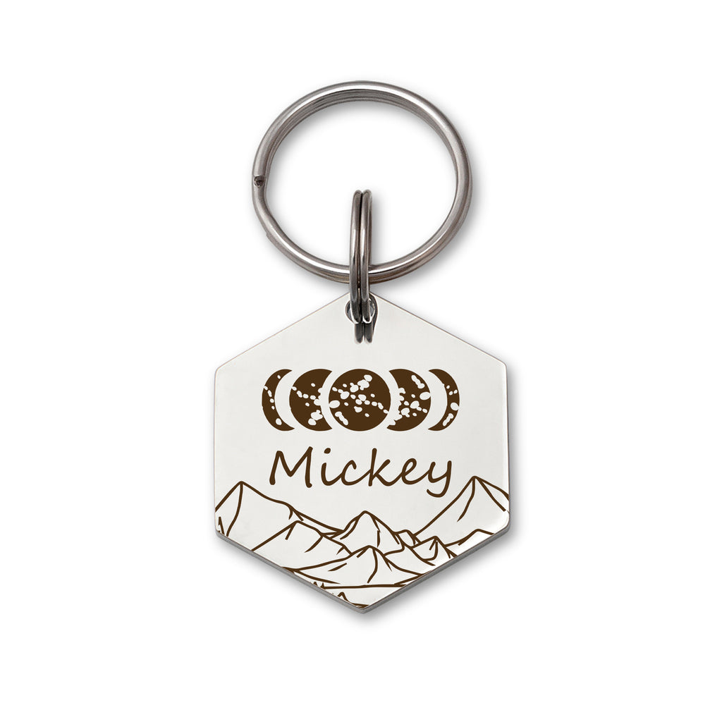 Hexagon Moon Phases Pet ID Tag