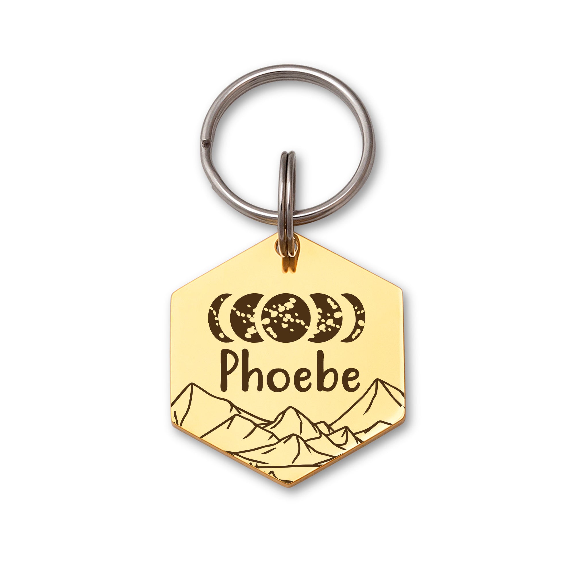 Hexagon Moon Phases Pet ID Tag