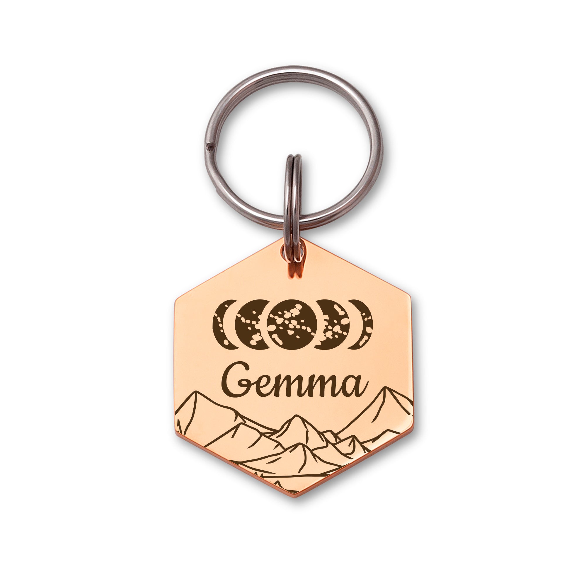 Moon Phases Hexagon Pet Tag