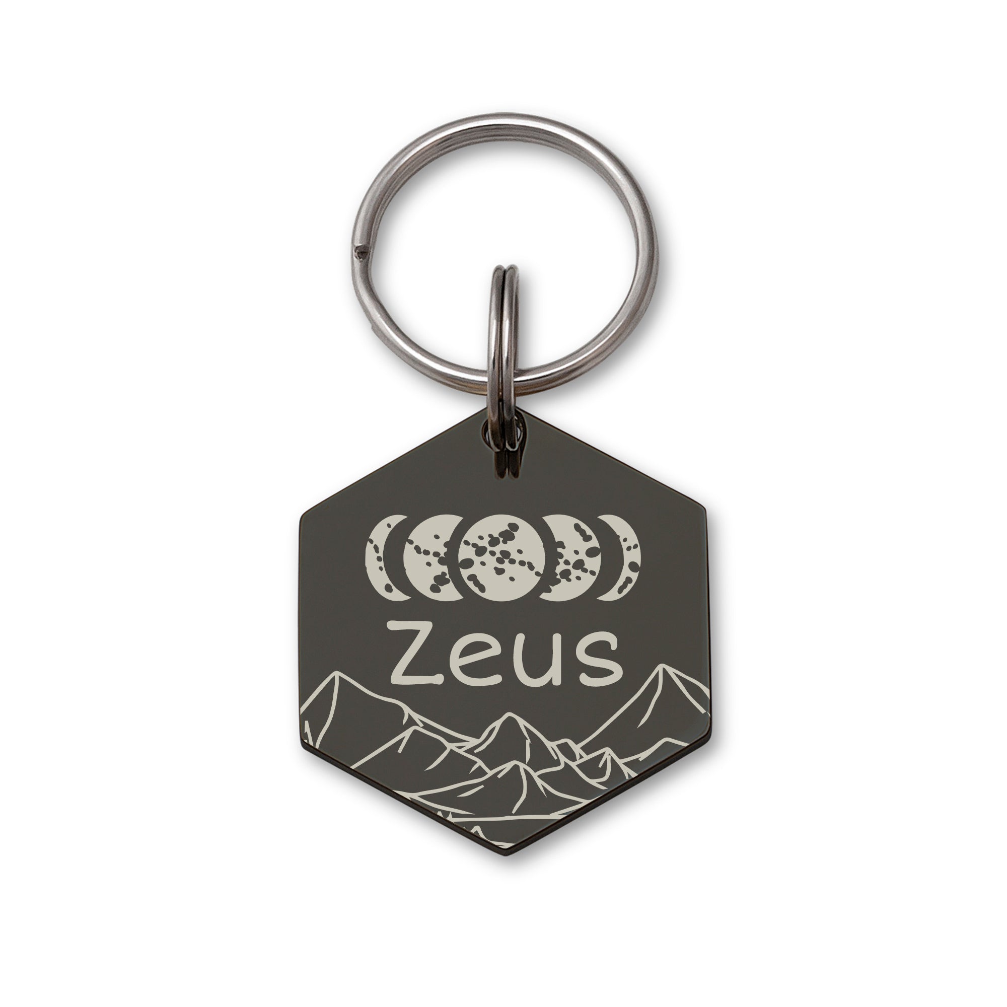 Moon Phases Hexagon Pet Tag