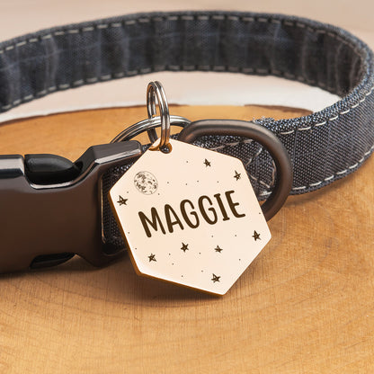 Personalized Space Hexagon Shaped Pet ID Dog Tag for Cat or Dog