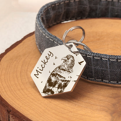 Personalized Eagle Mountain Hexagon Shaped Pet ID Dog Tag for Cat or Dog