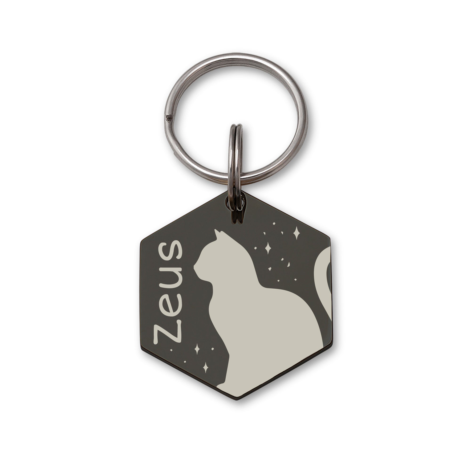 Hexagon Cat Stars Pet ID Dog Tag