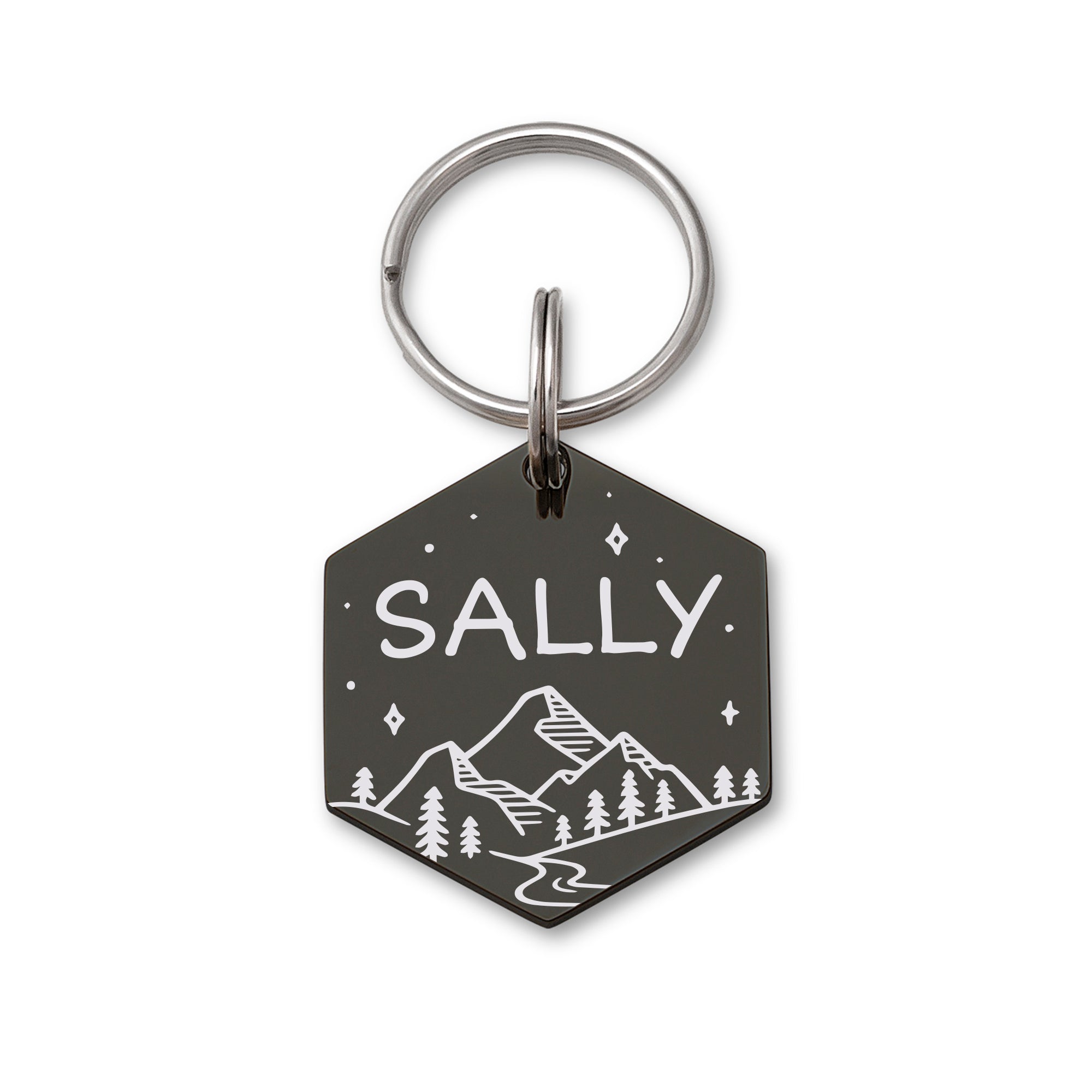 Hexagon Mountain Stars Pet ID Dog Tag