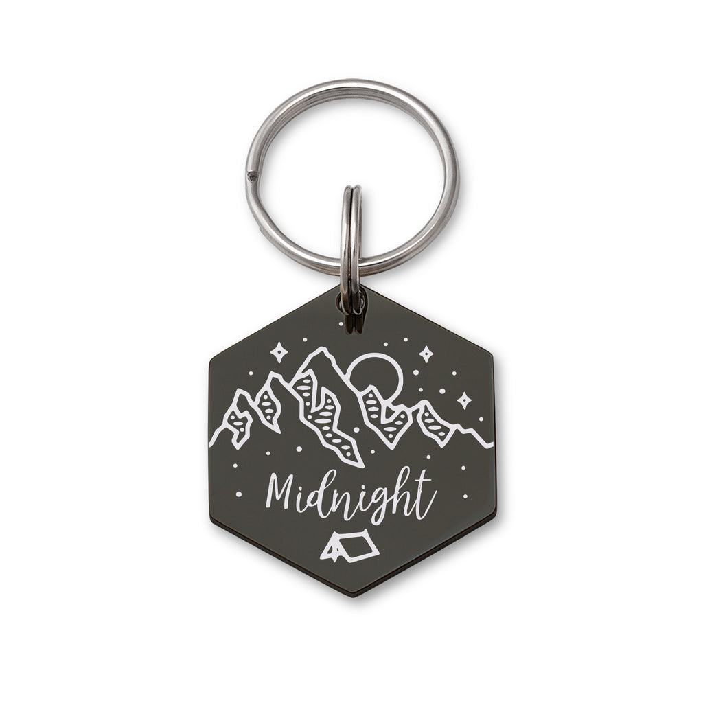 Mountain Tent Hexagon Shaped Pet ID Tag