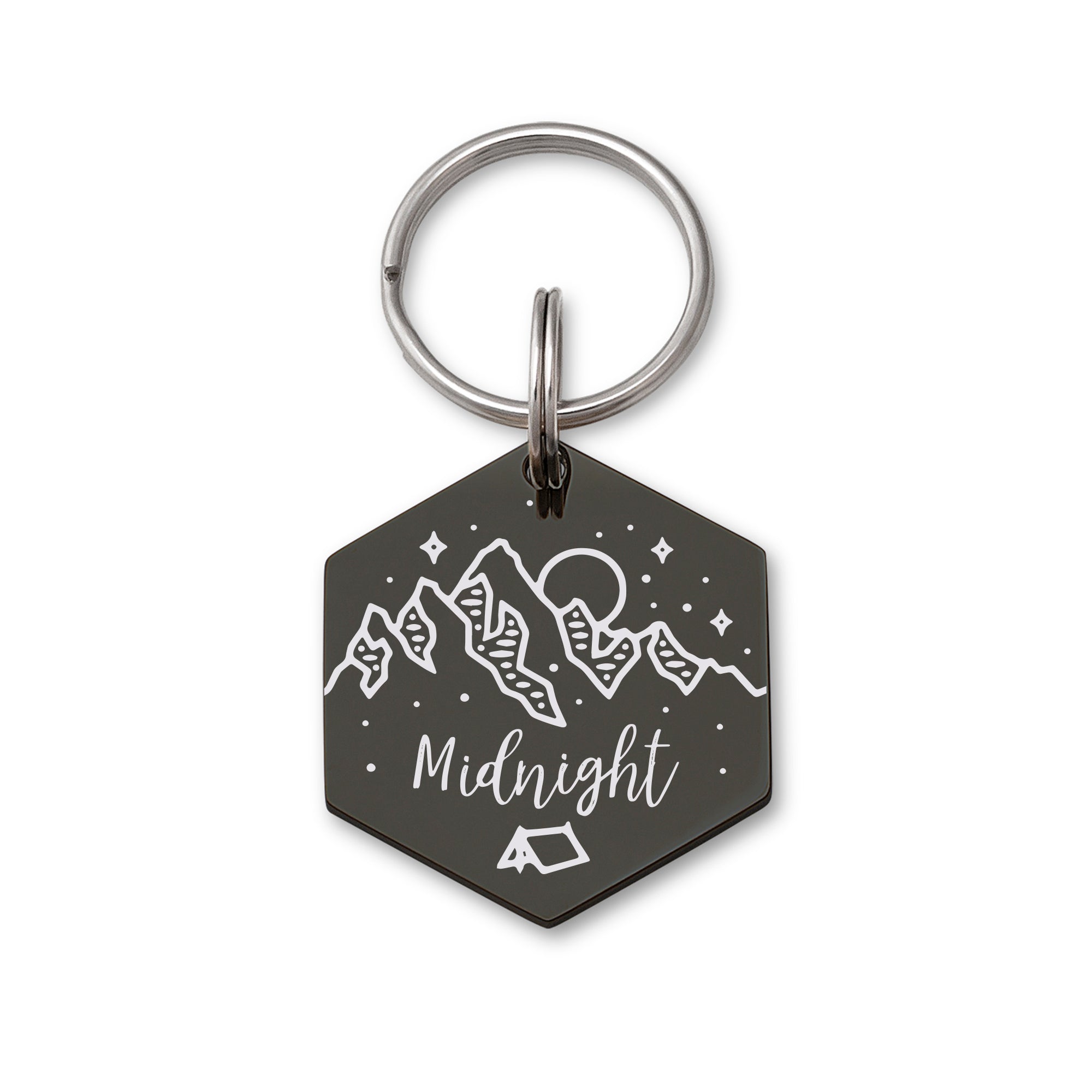 Mountain Tent Hexagon Shaped Pet ID Tag
