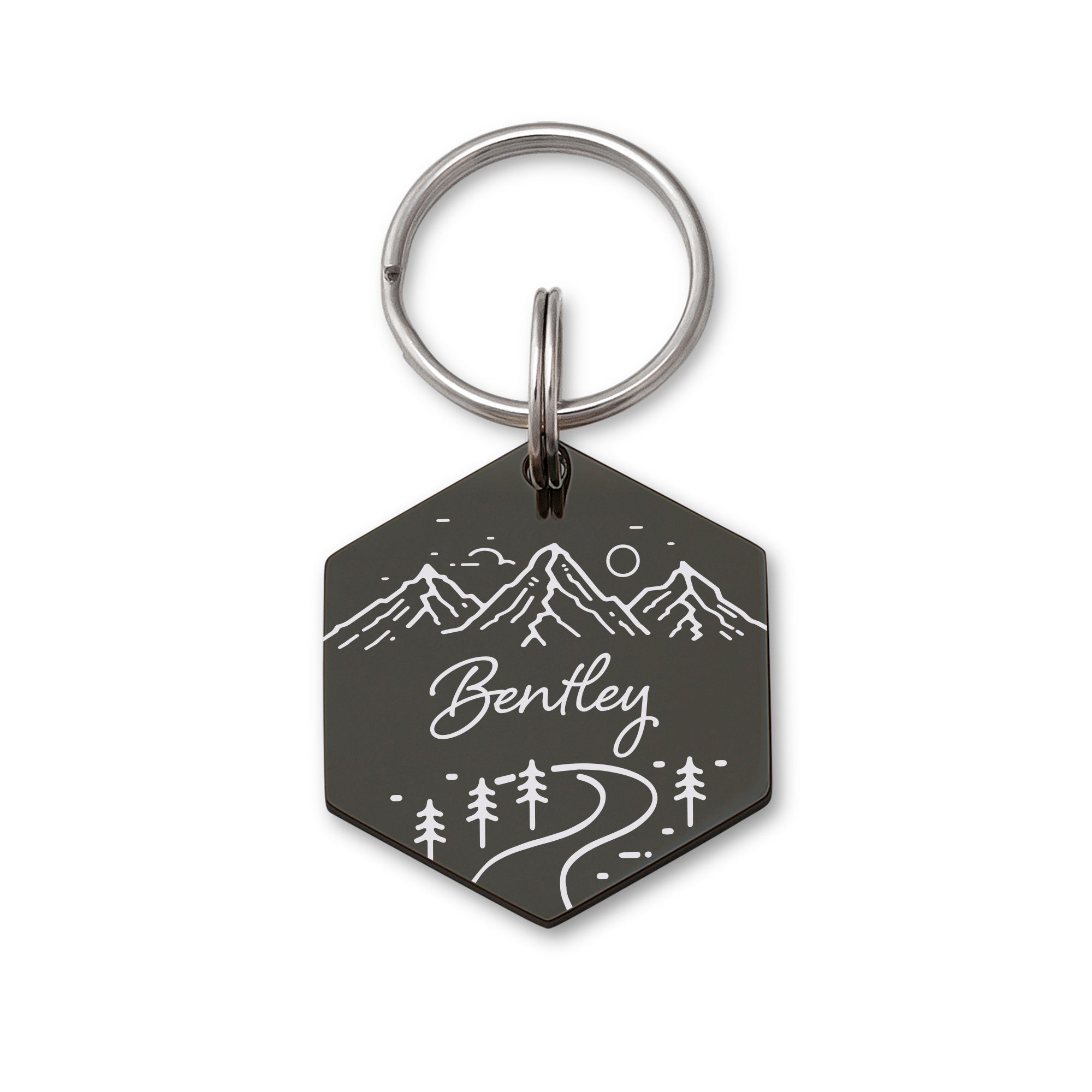 Mountain Road Hexagon Shaped Pet ID Tag