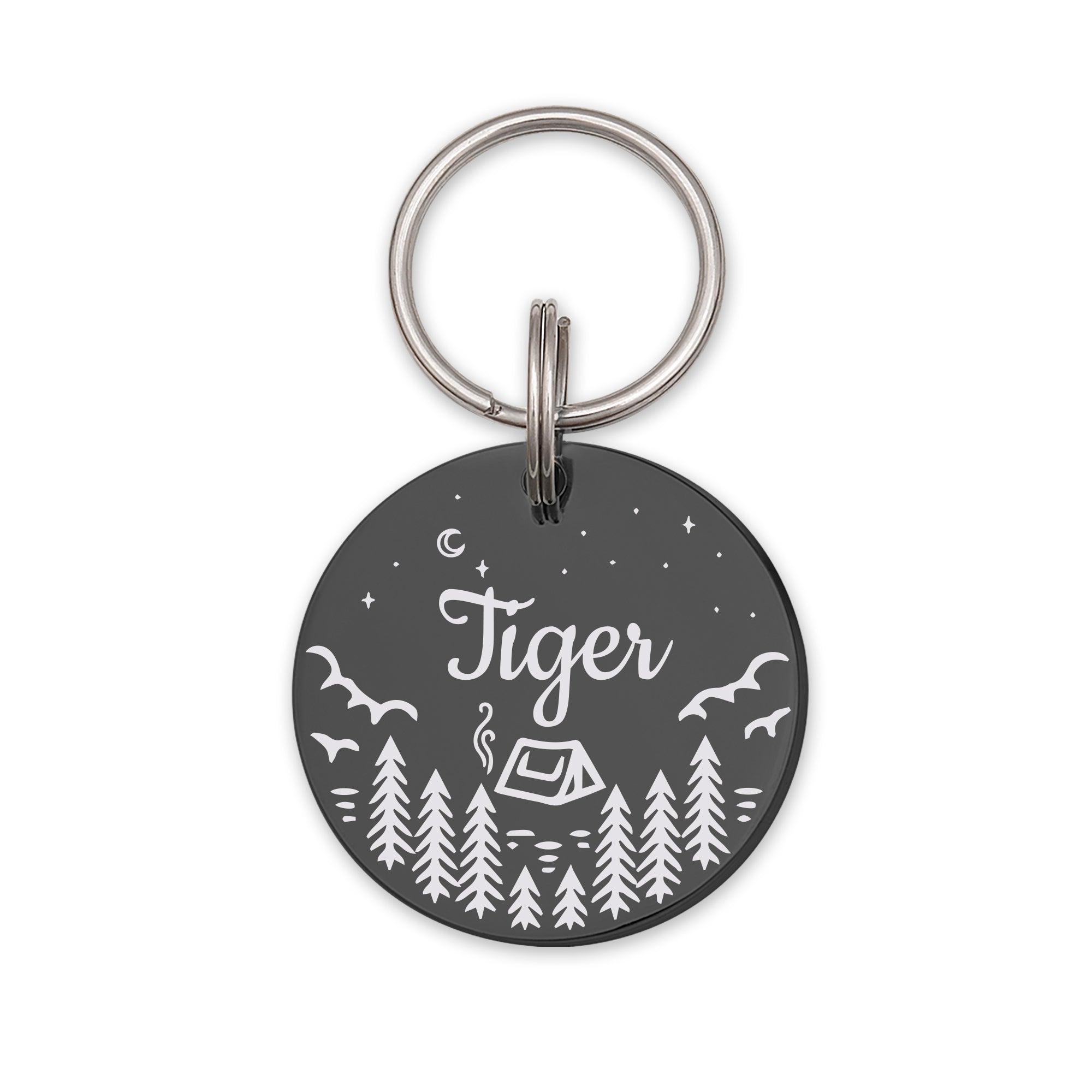 Camping in the Woods Round Pet ID Dog