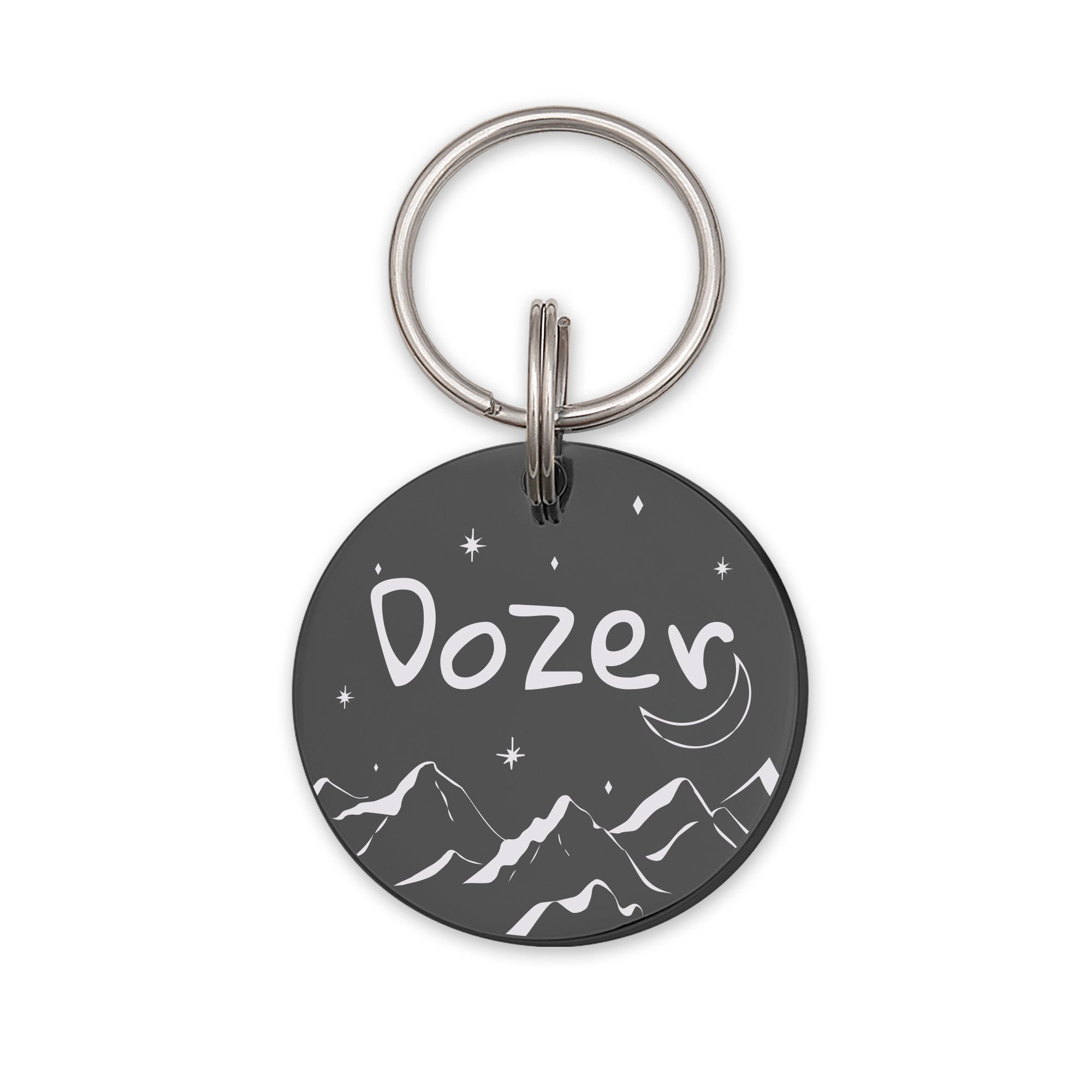 Mountain Moon Round Pet ID Dog Tag