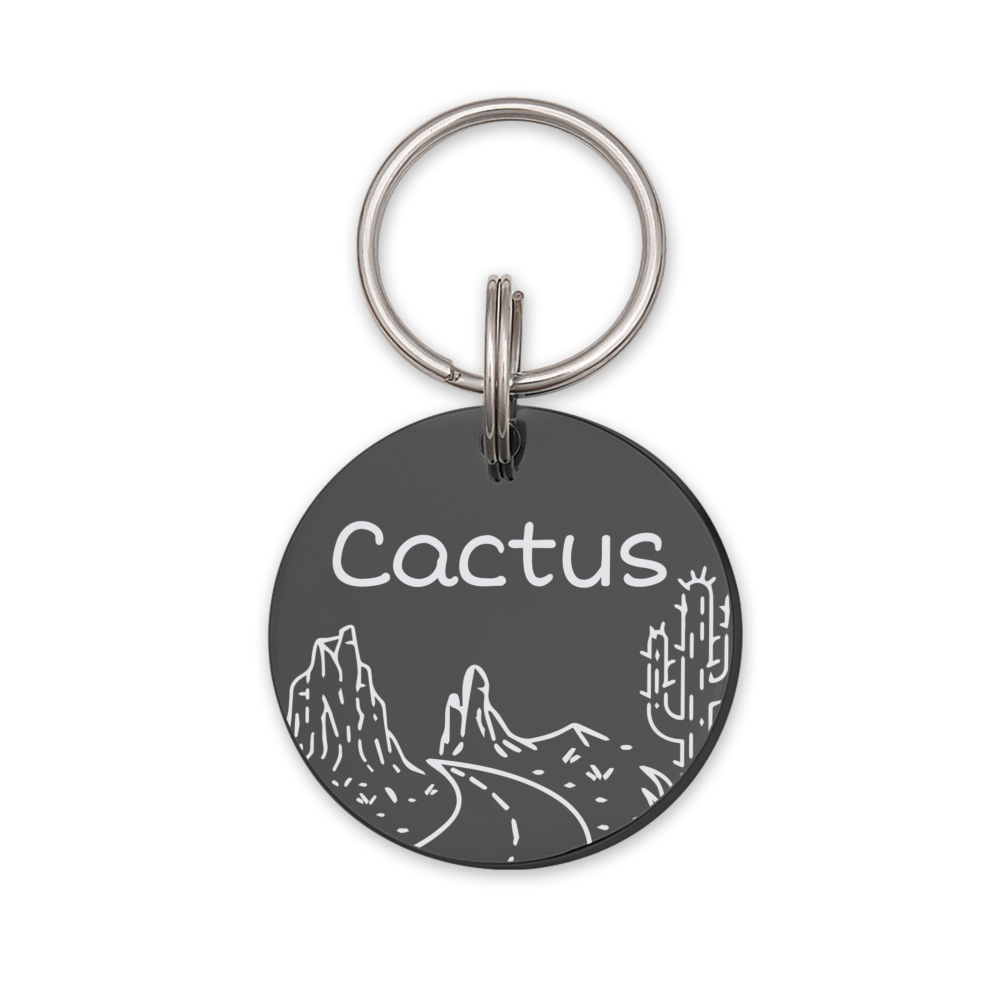 Rocky Road Cactus Round Pet ID Dog Tag