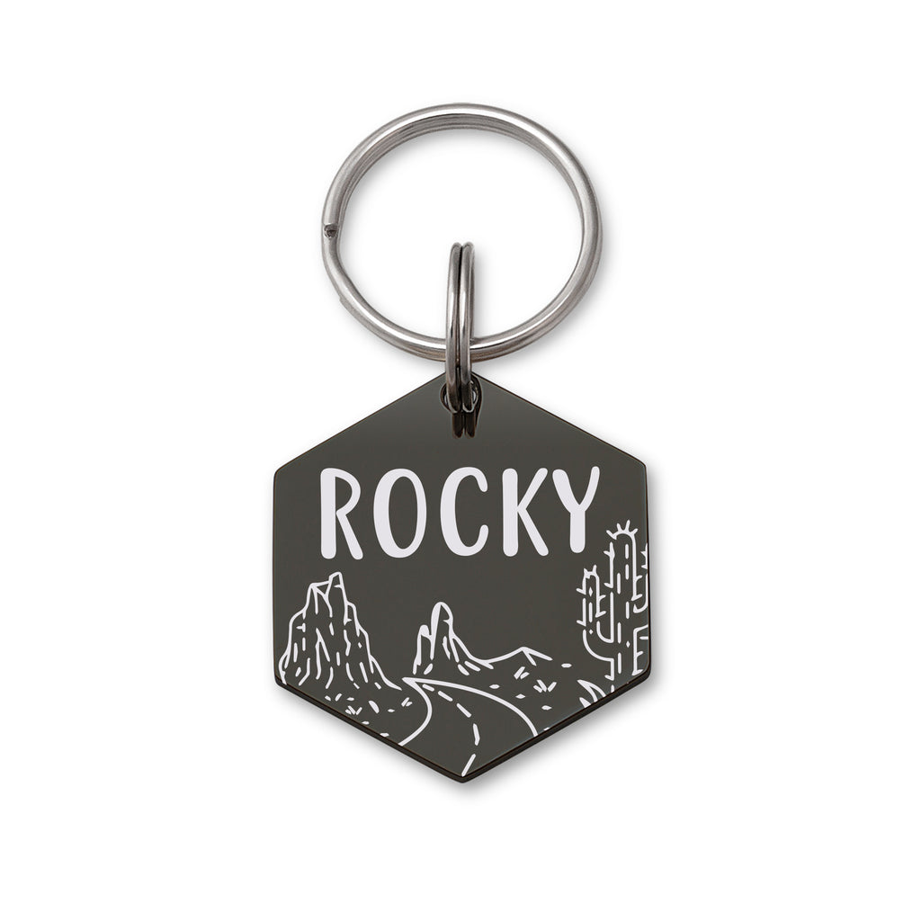 Rocky Road Cactus Hexagon Pet ID Dog Tag