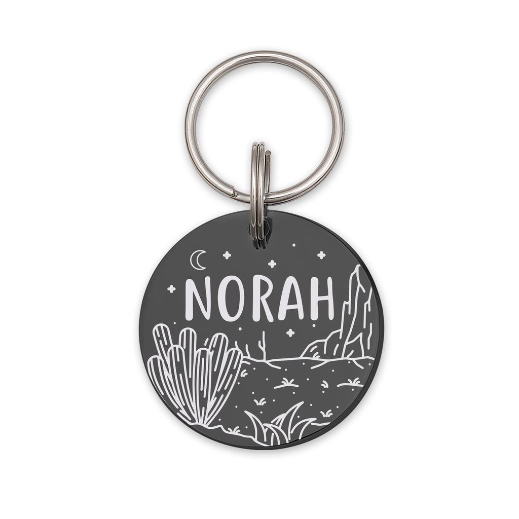 Desert Cactus Round Pet ID Tag