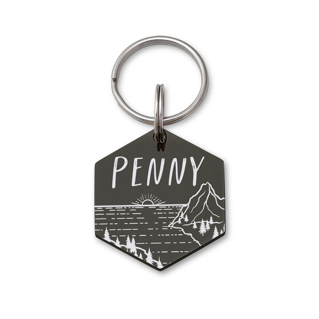Sunset by the Sea Hexagon Pet ID Dog Tag